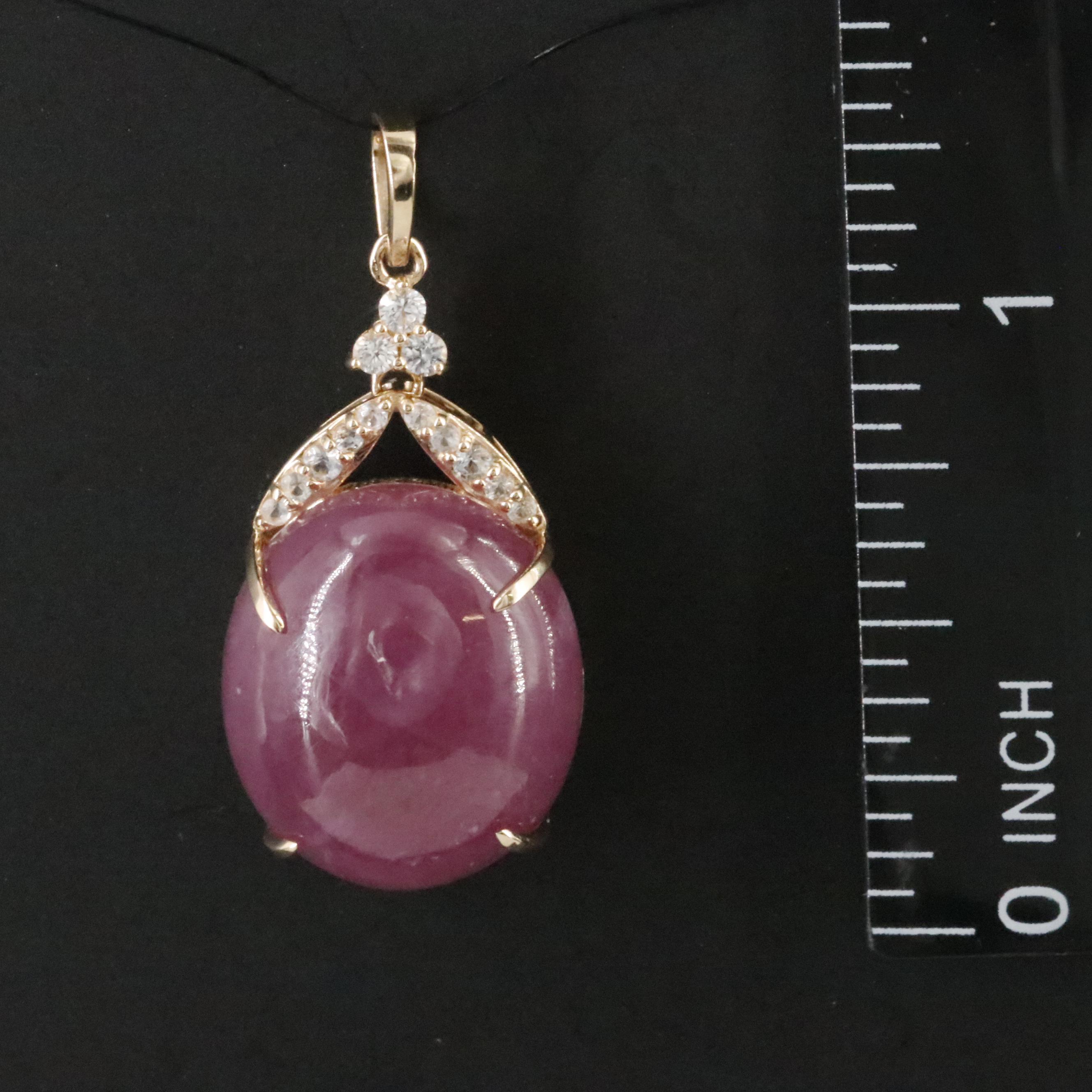 14K Filled Corundum and White Sapphire Pendant