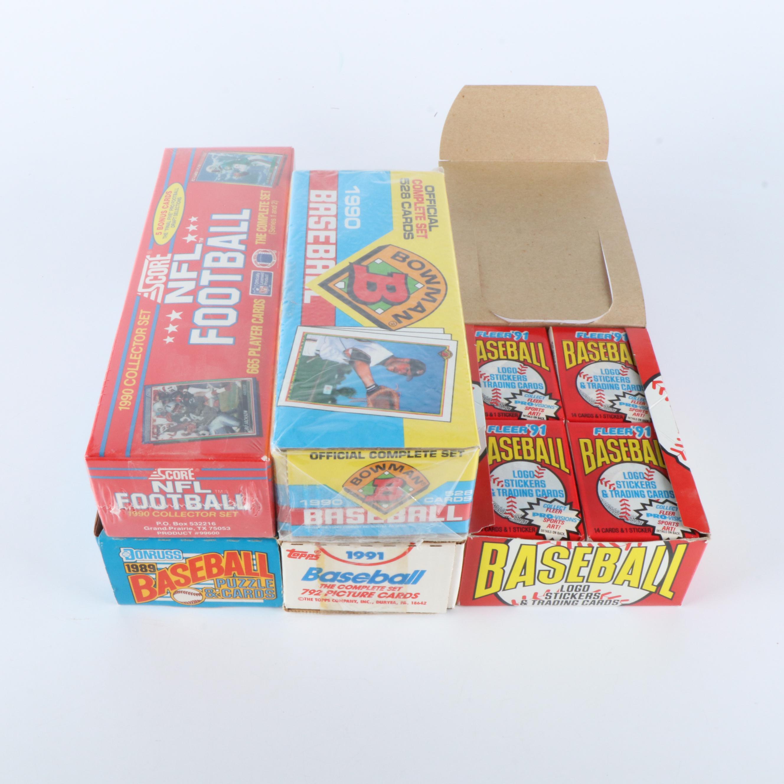 Sealed Sports Trading Card Sets and Wax Packs, 1989-1991