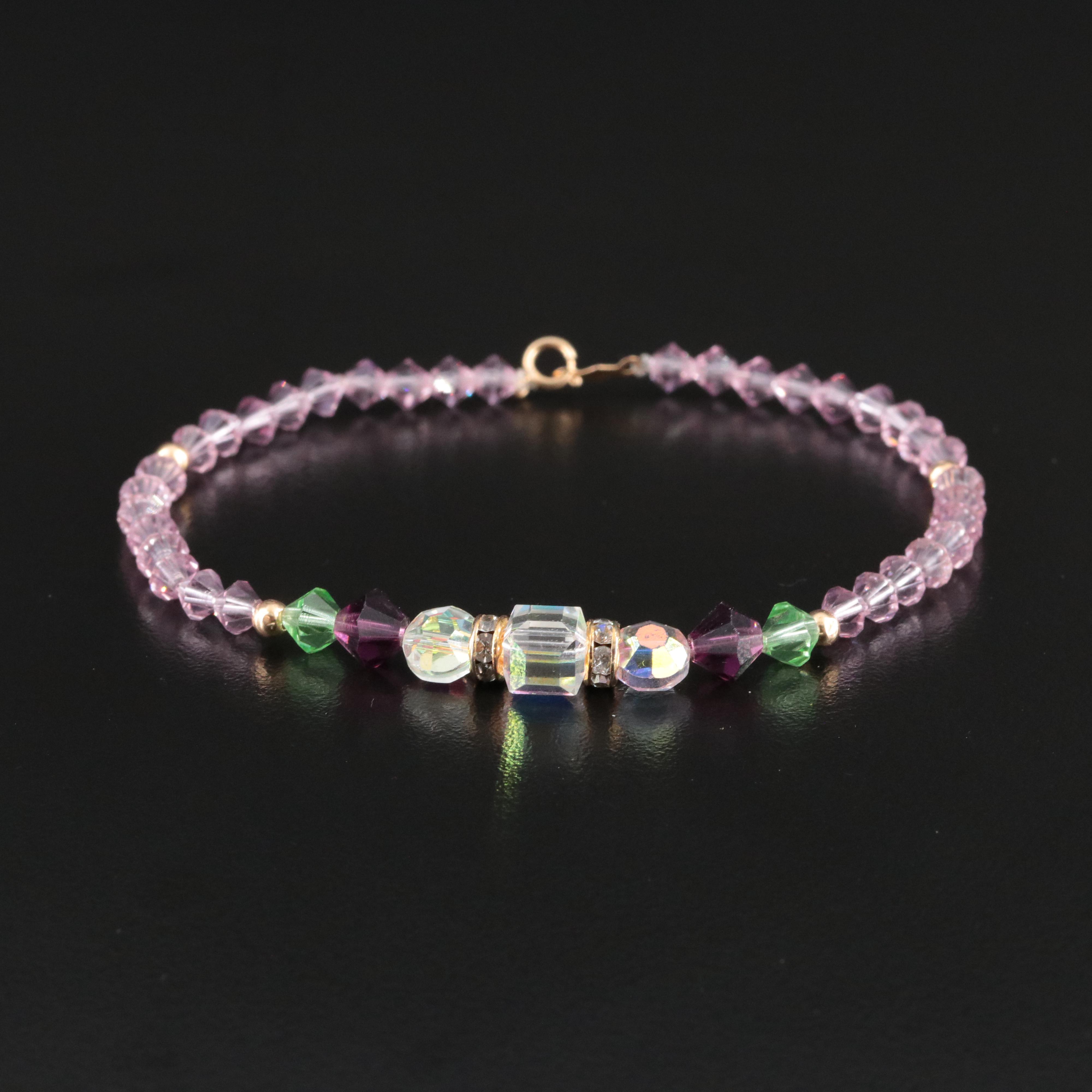 Crystal Bead Bracelet with 14K Clasp