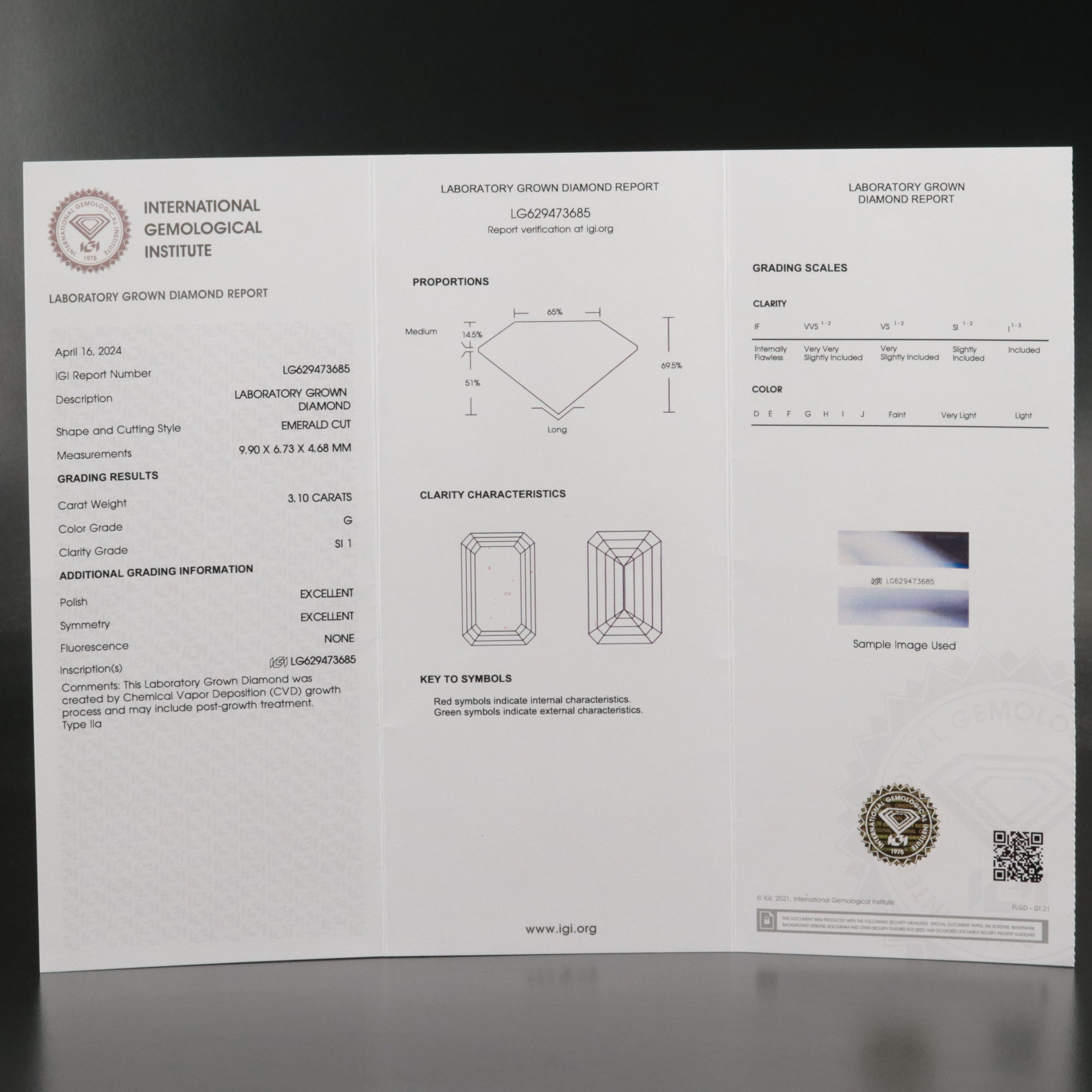 Loose 3.10 CT Lab Grown Diamond with IGI Report