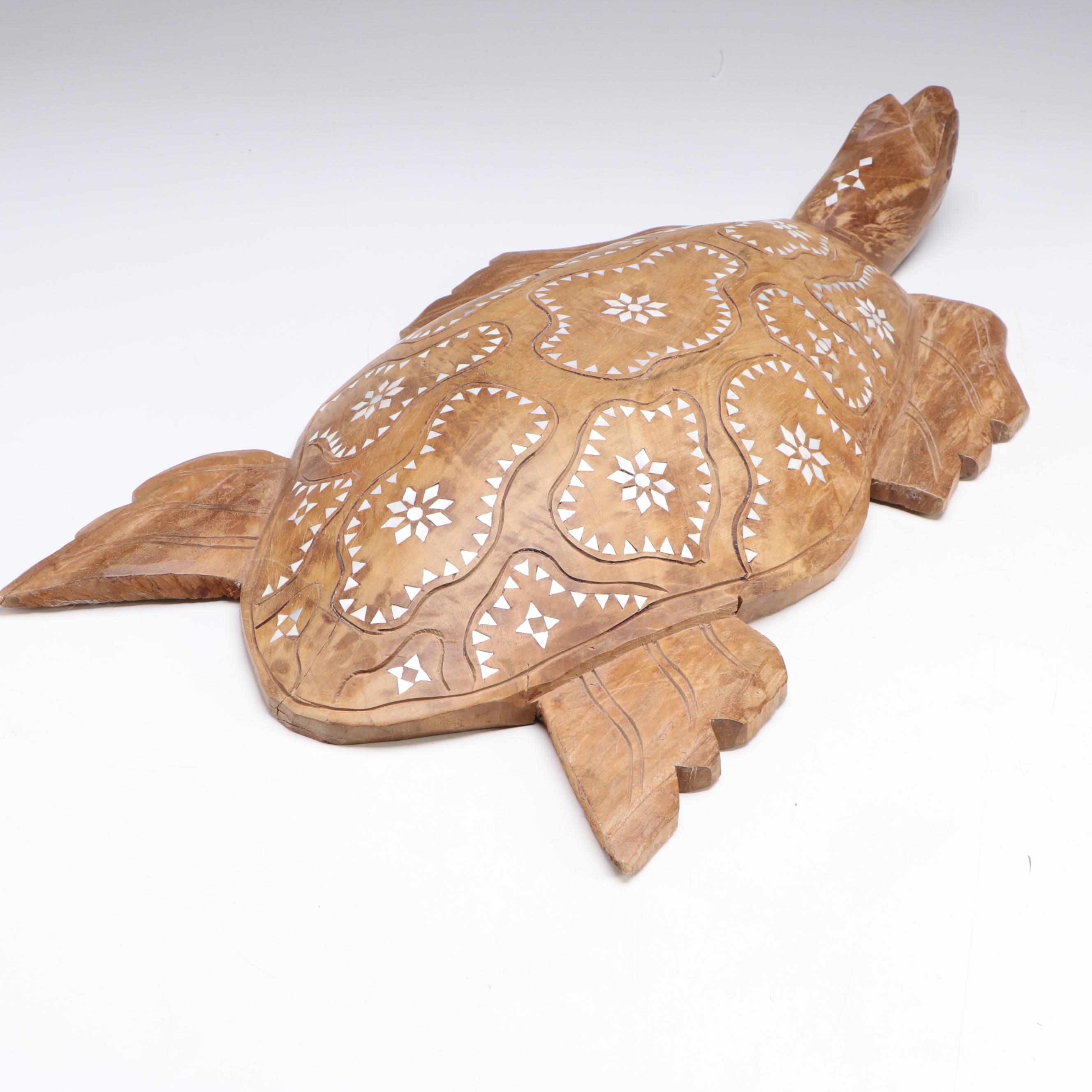 Carved Wood Wolf Scene & Turtle Figurines With Bernal Sanchez Carved Wood Bowl