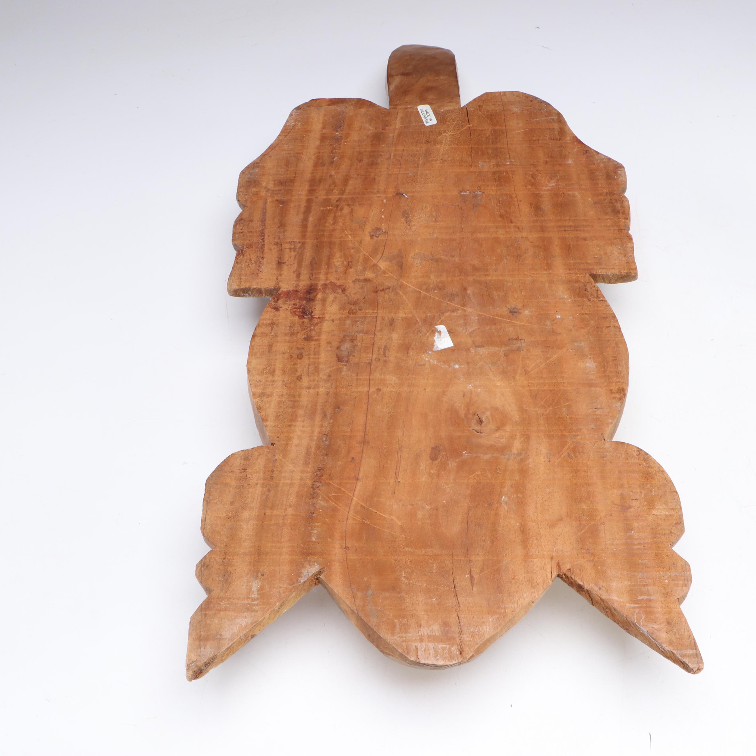 Carved Wood Wolf Scene & Turtle Figurines With Bernal Sanchez Carved Wood Bowl