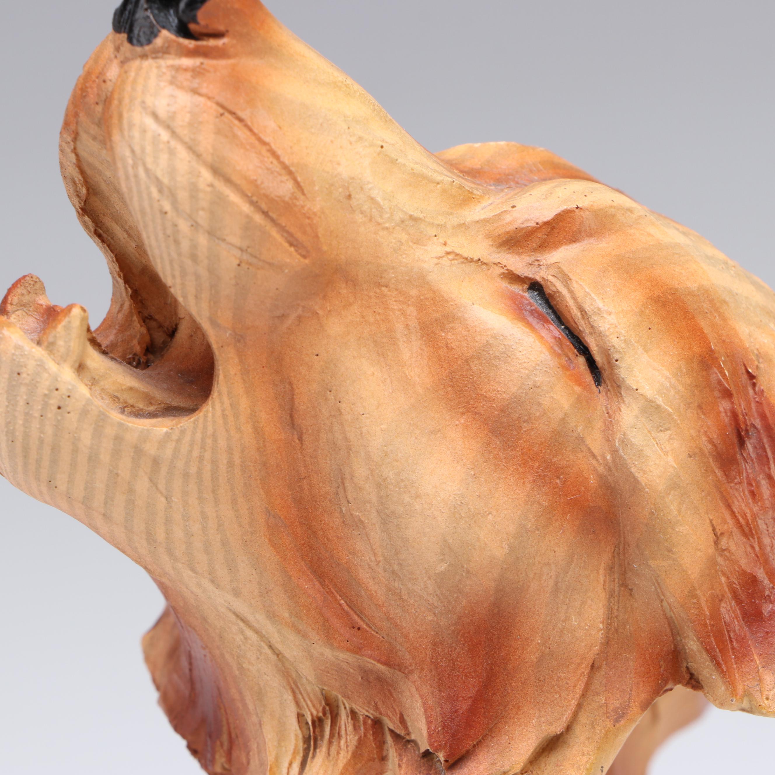 Carved Wood Wolf Scene & Turtle Figurines With Bernal Sanchez Carved Wood Bowl