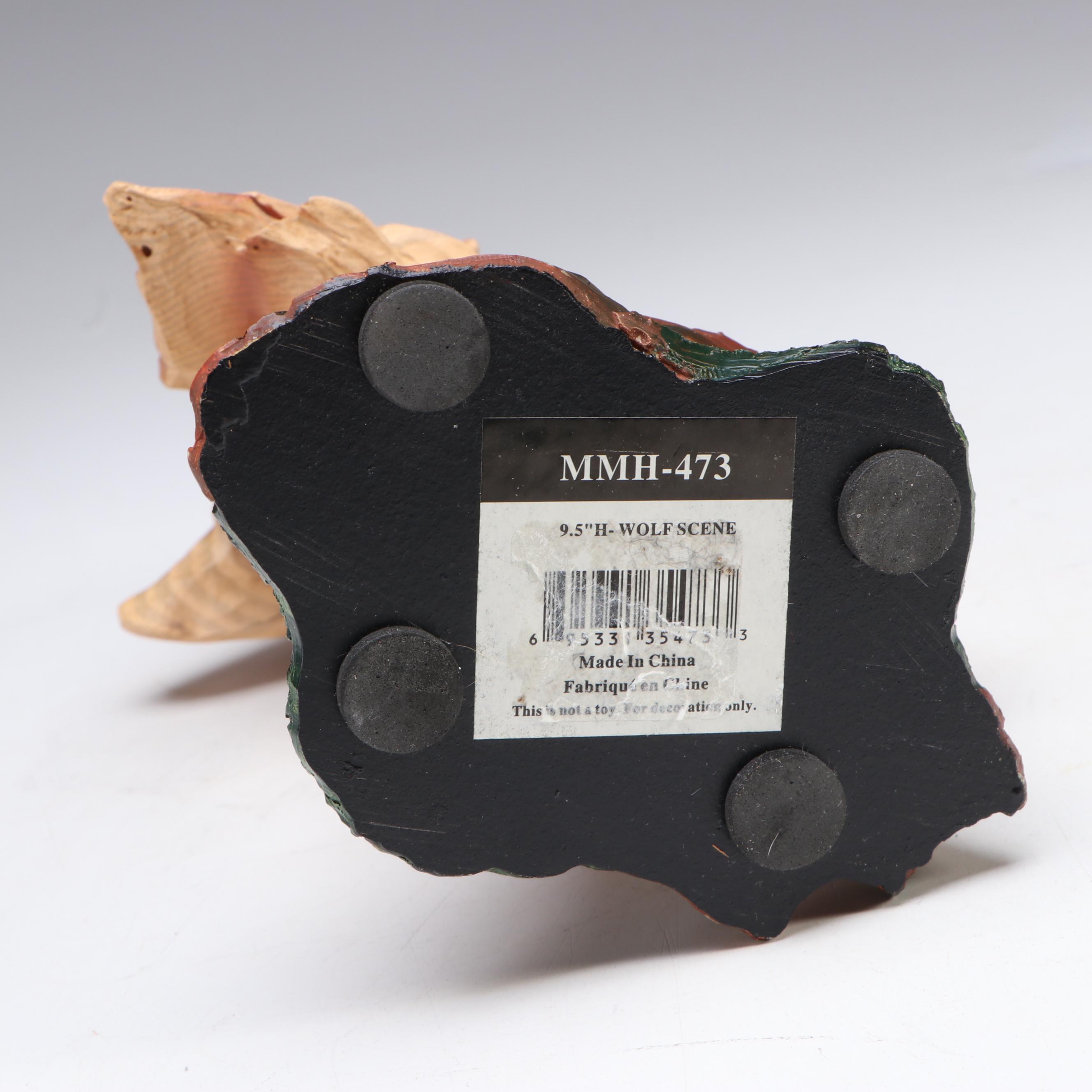 Carved Wood Wolf Scene & Turtle Figurines With Bernal Sanchez Carved Wood Bowl