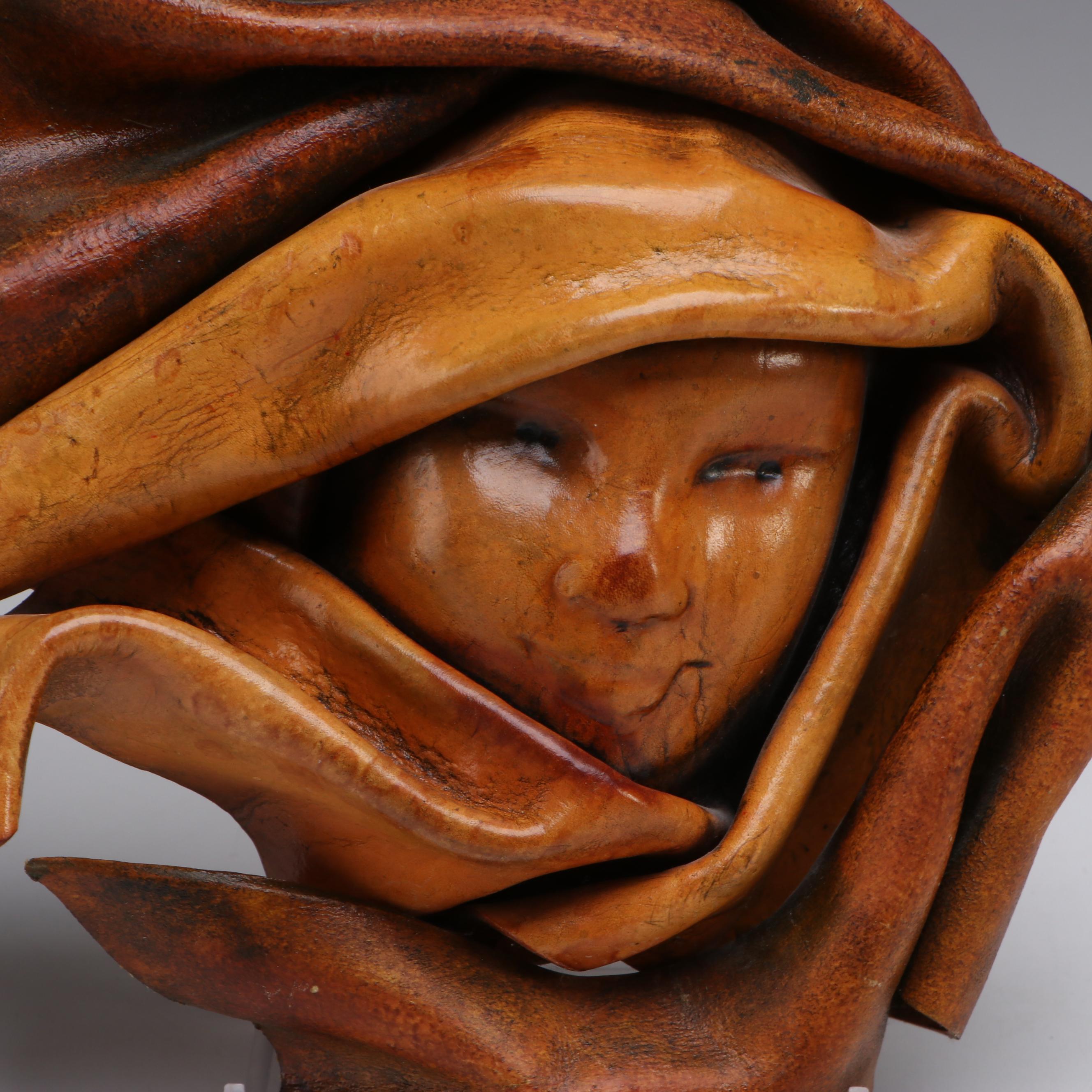 Artist Signed Clay with Molded Leather and Other Wall Hanging Mask | EBTH