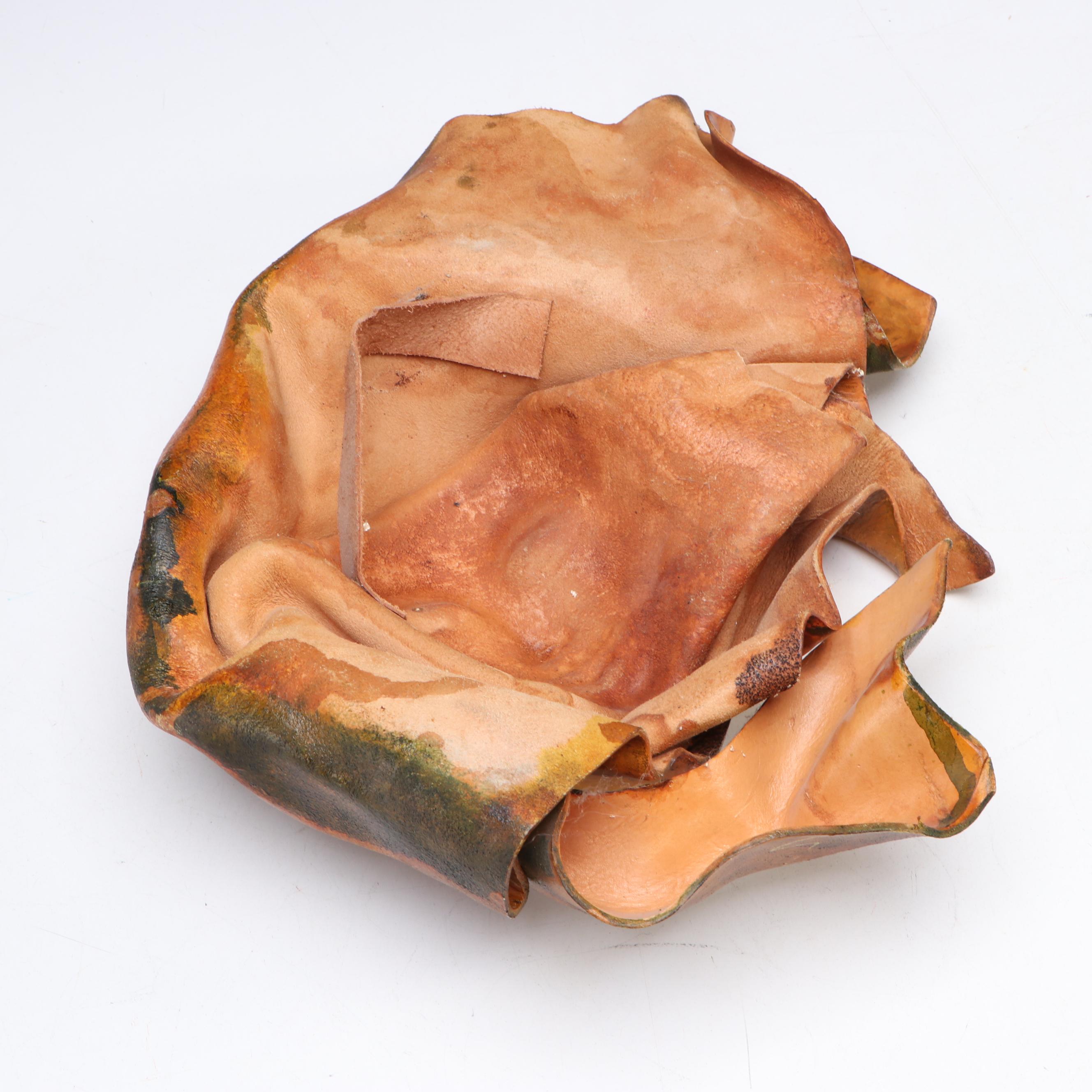 Artist Signed Clay with Molded Leather and Other Wall Hanging Mask