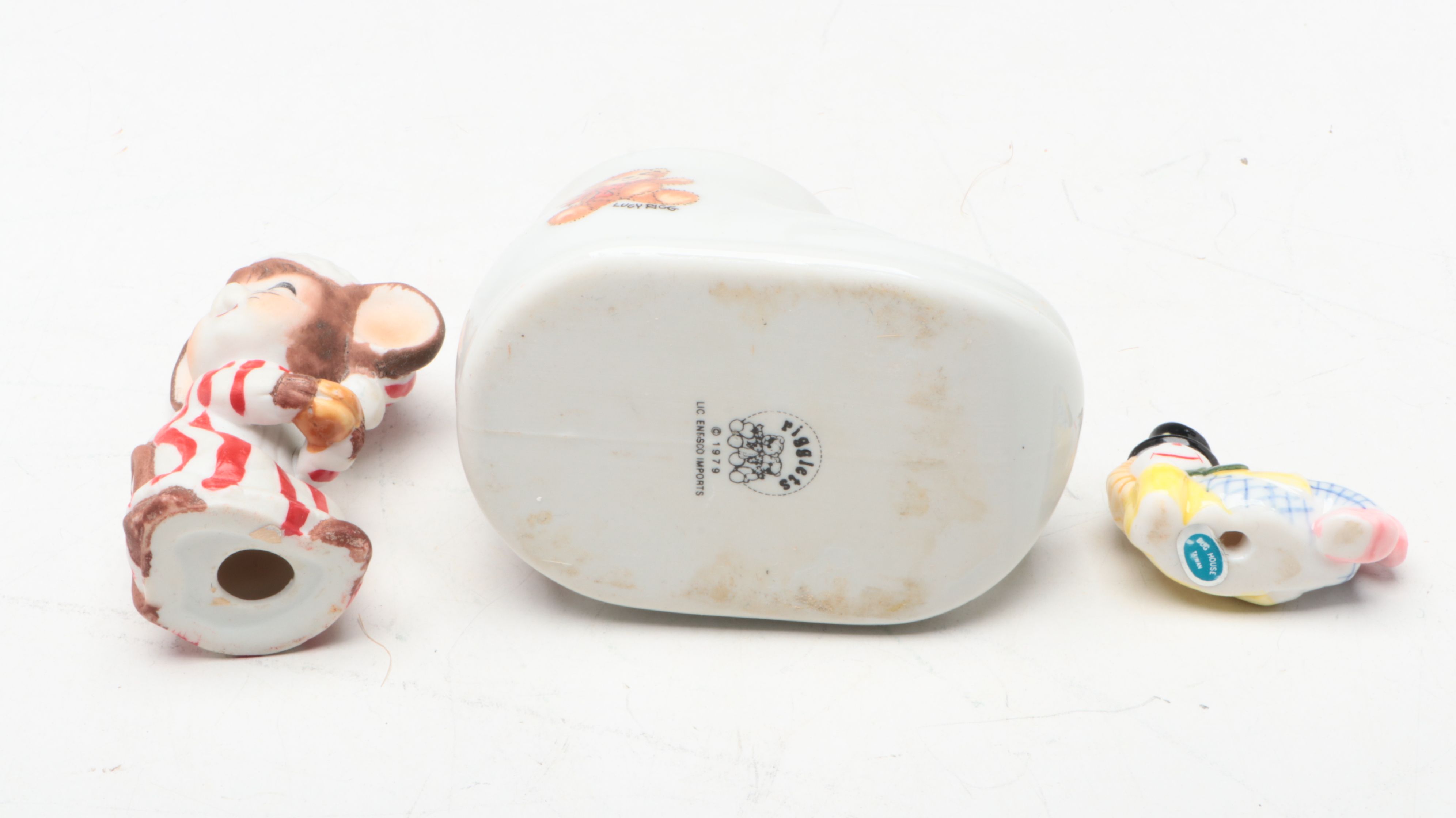 Airplane Desk Lamp with East Asian Ceramic Figurines, Mid to Late 20th Century