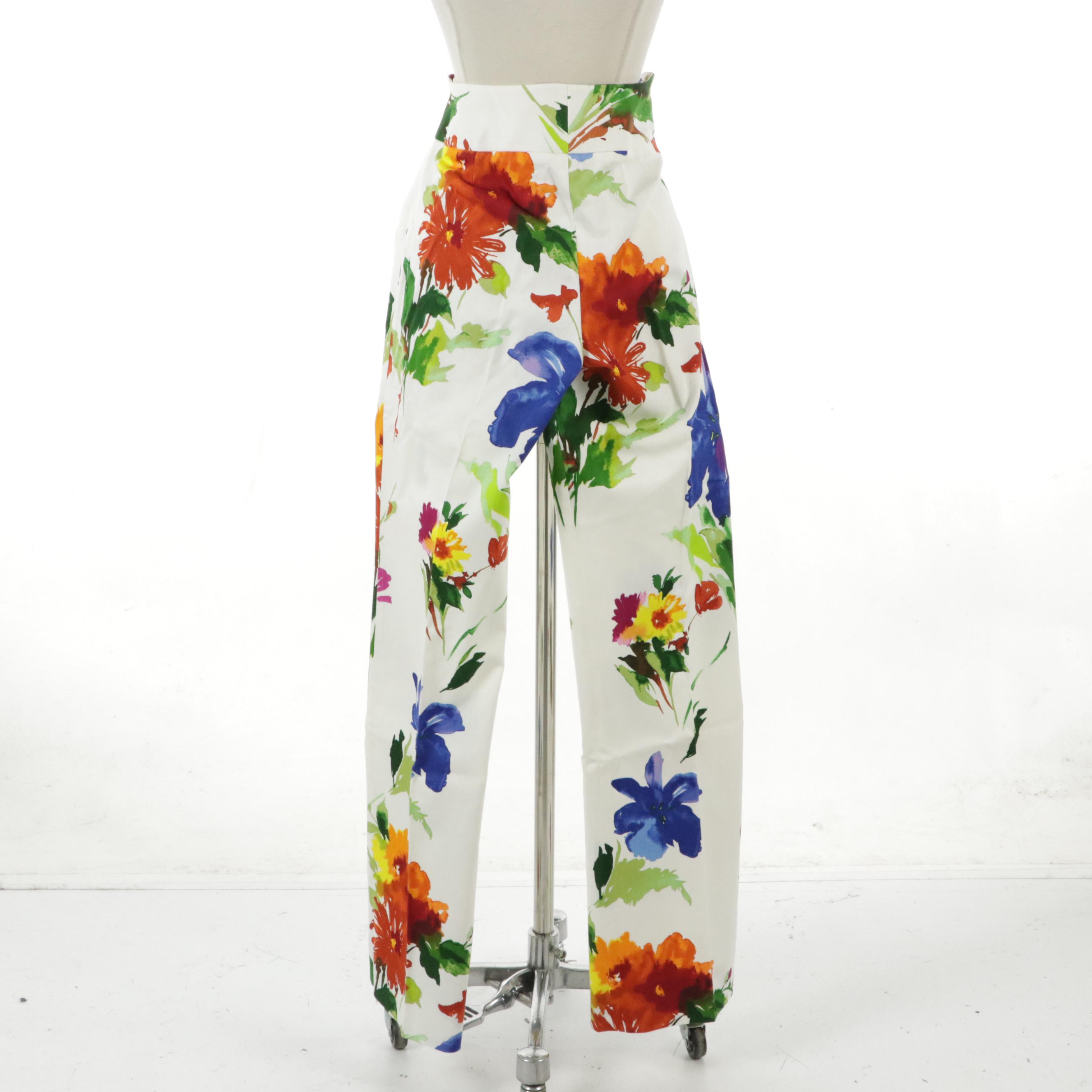Dolce & Gabbana Floral Print Pant in Stretch Cotton with Tag