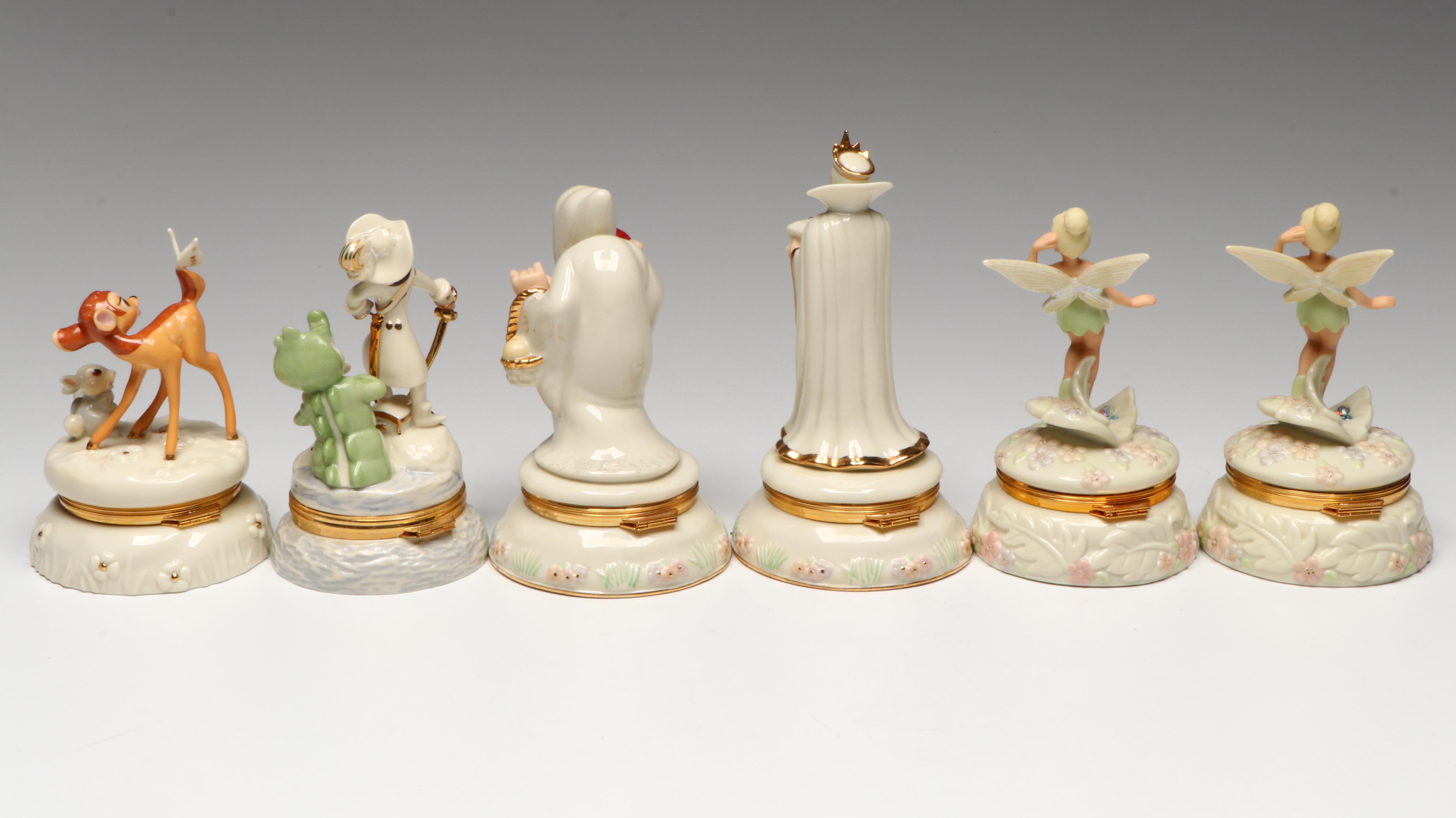 Lenox Disney Porcelain Boxes with Wooden Display Shelf
