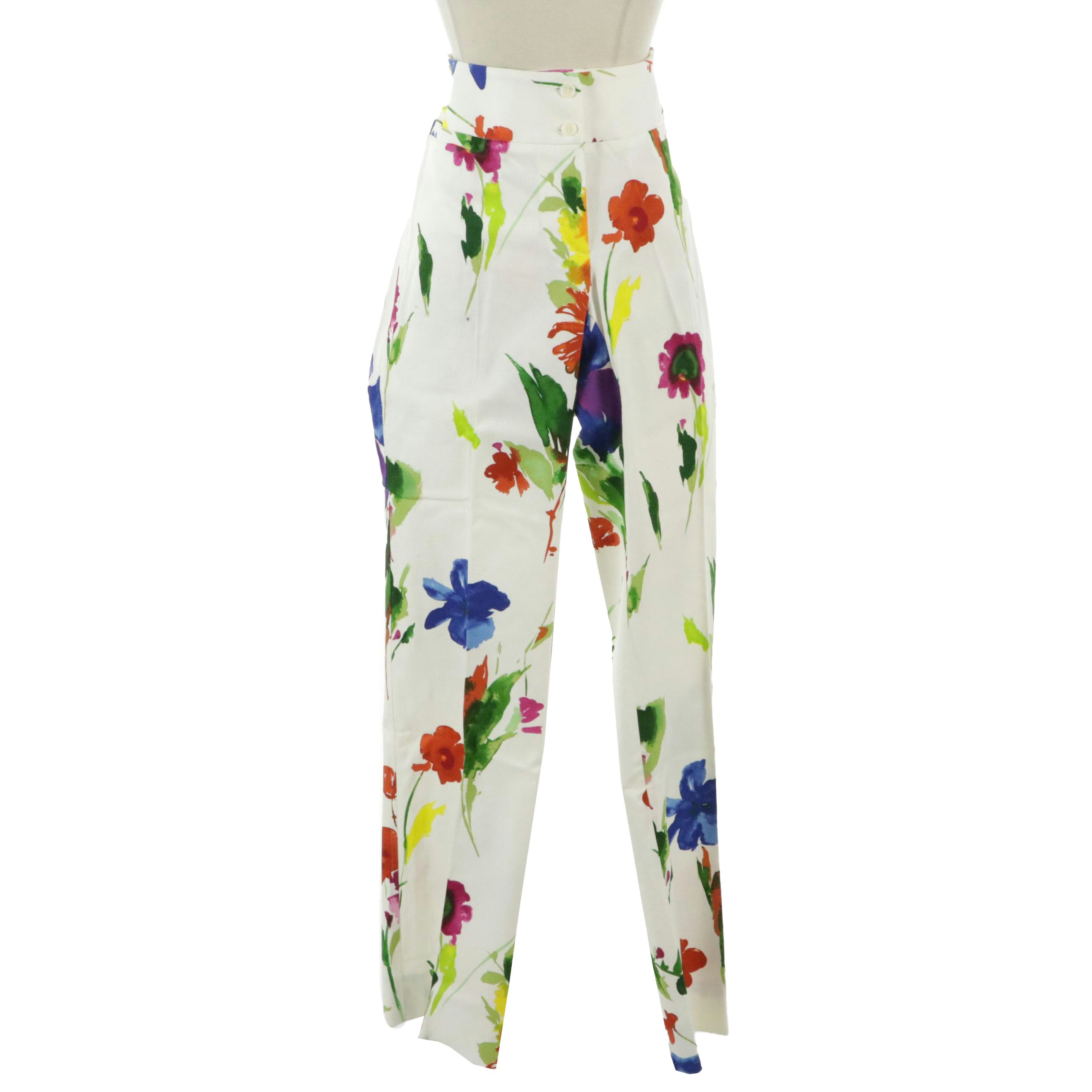 Dolce & Gabbana Floral Print Pant in Stretch Cotton with Tag