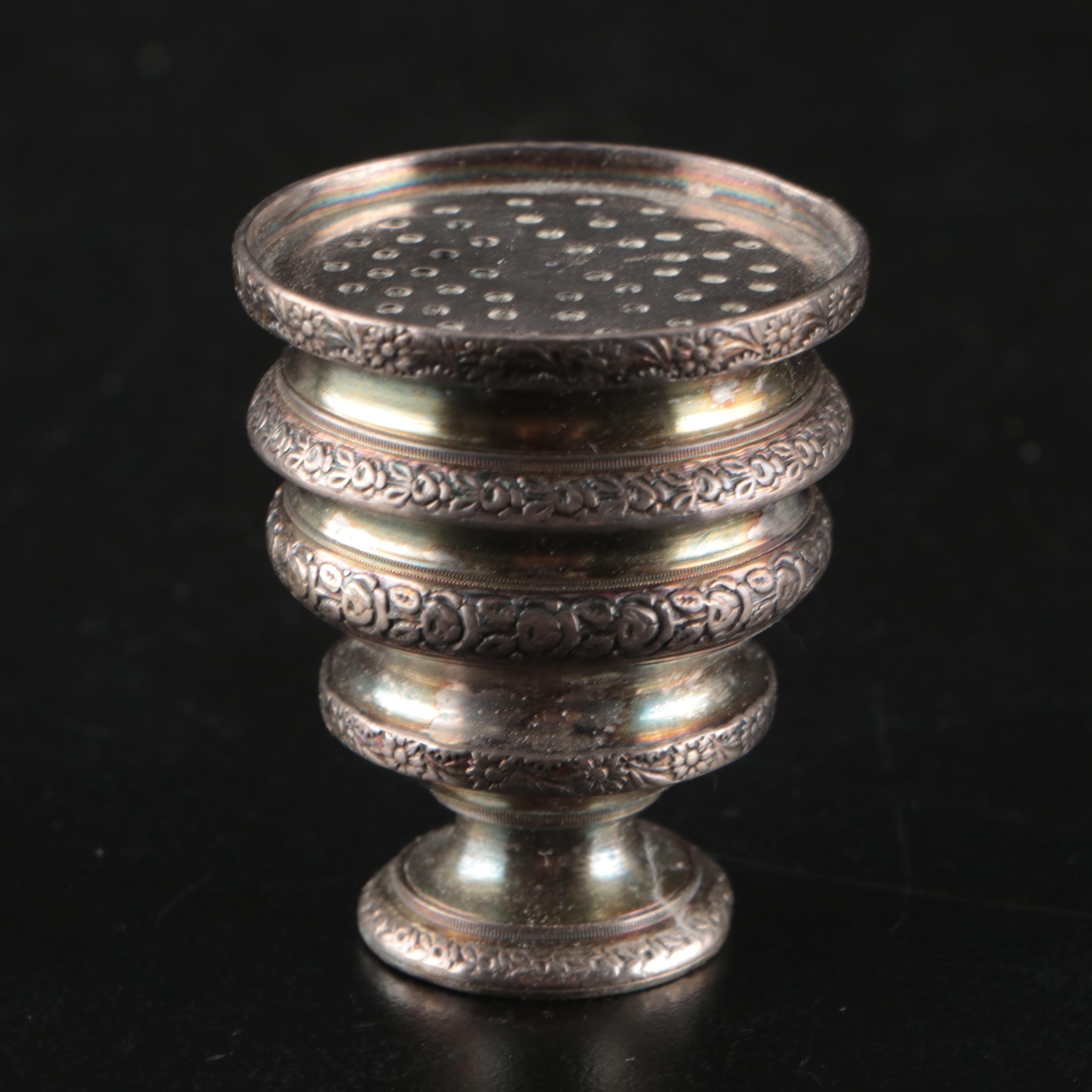 Continental Silver Plate Grapevine Inkwell Desk Set with Pivoting Candle Holder