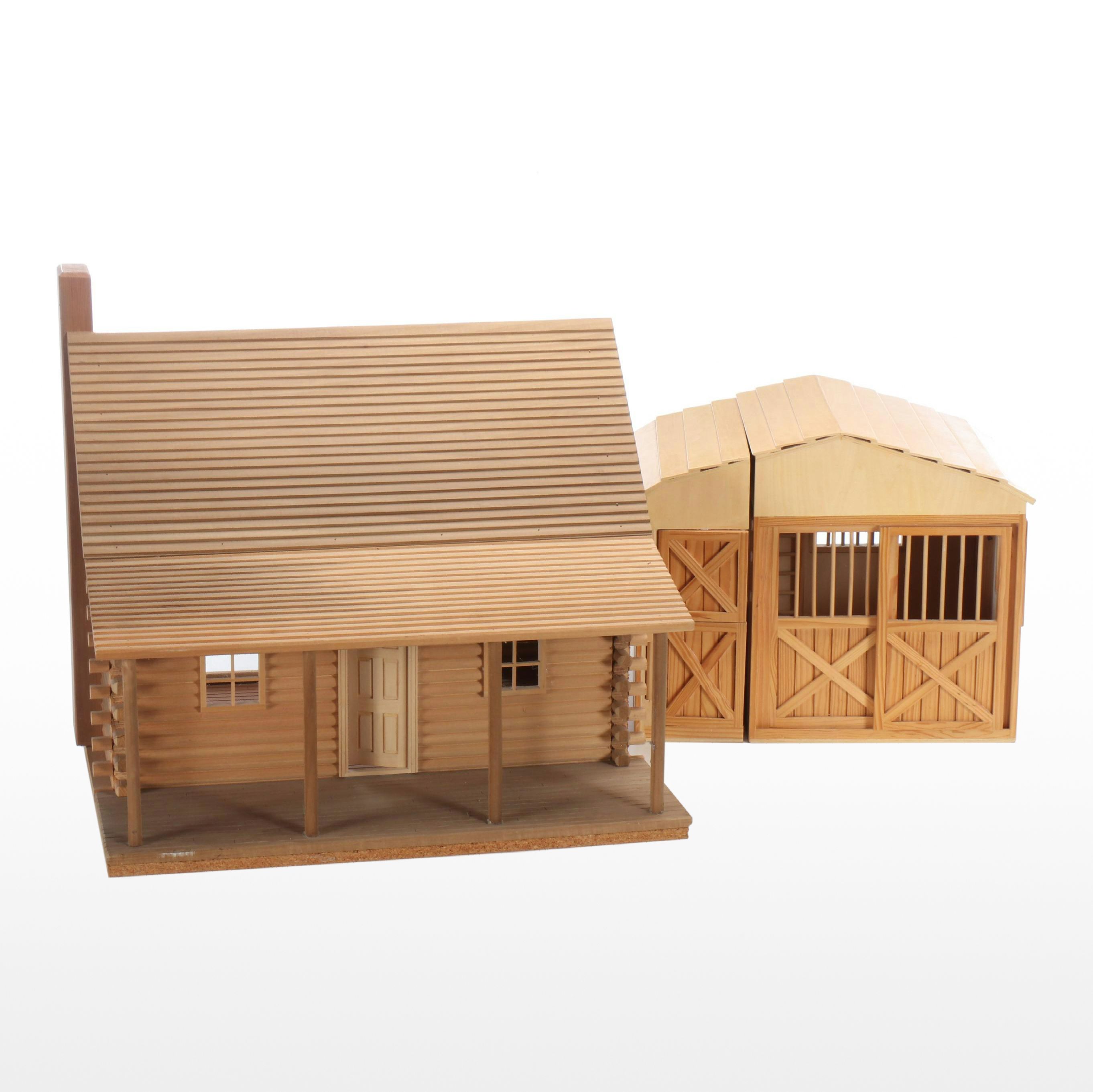 Melissa & Doug Wooden Horse Barn and Other Wooden Log Cabin
