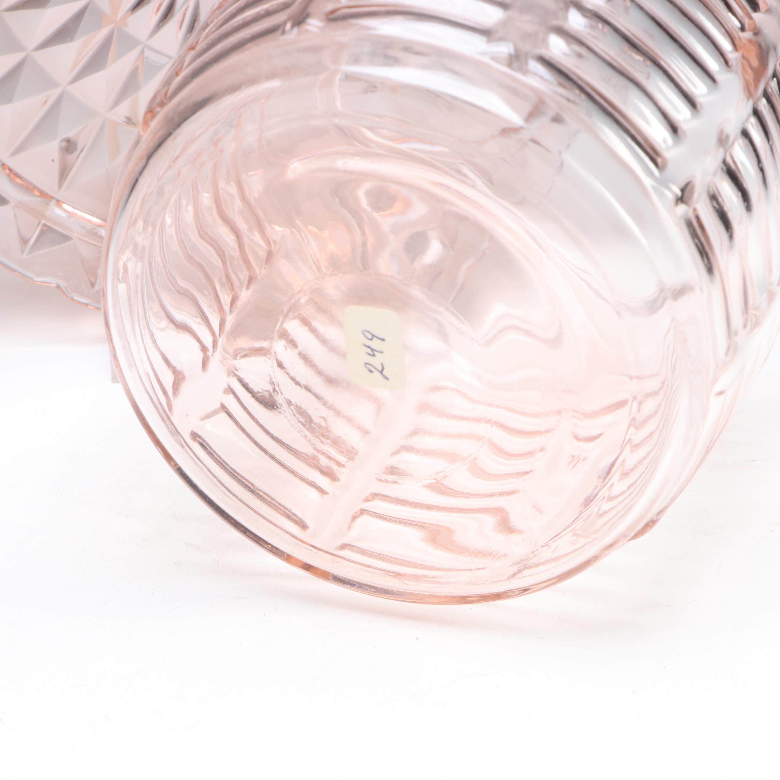 Anchor Hocking "Manhattan" Biscuit Jar with Other Pink Depression Glass