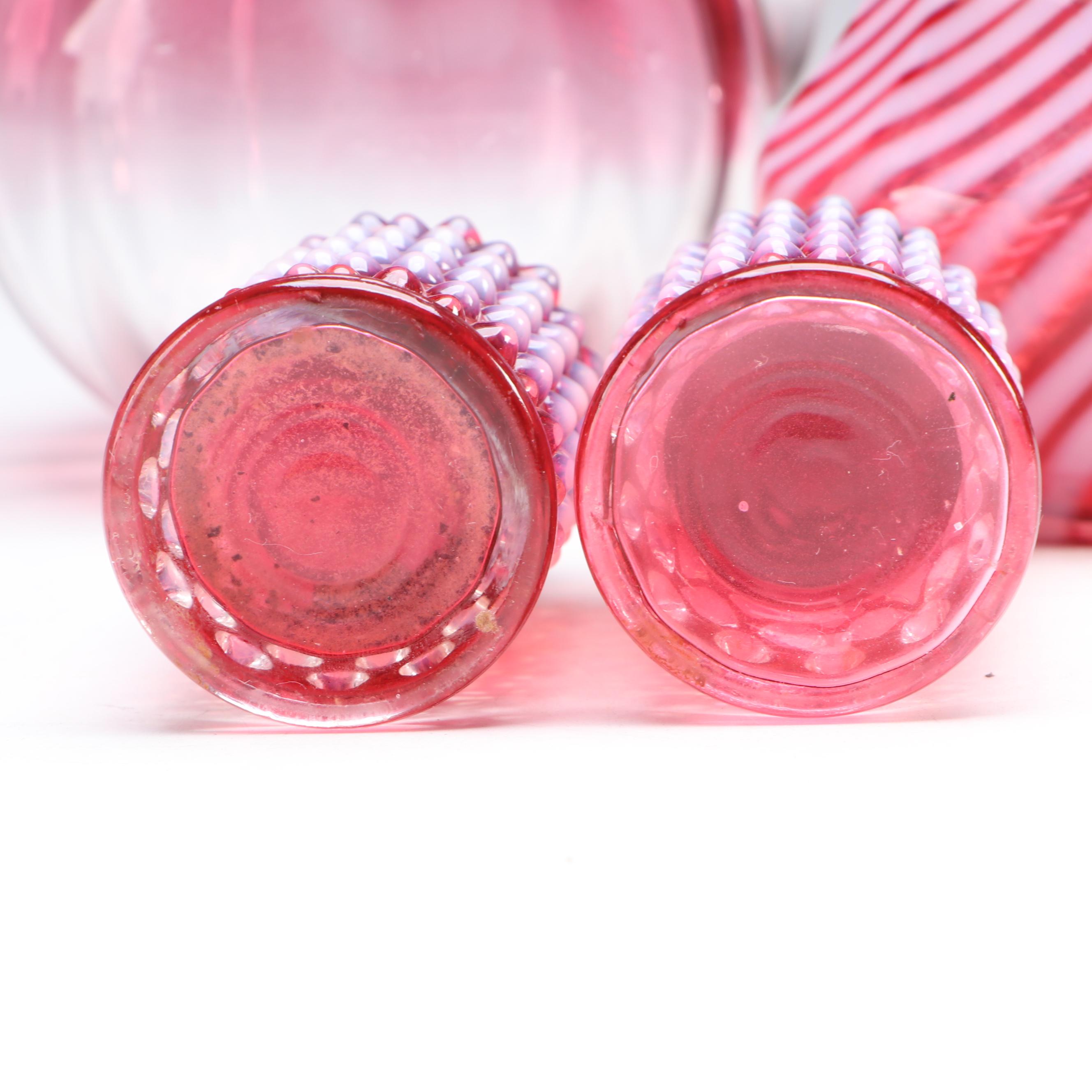 Fenton Cranberry Opalescent Glass Optic Shaker with More Table Accessories