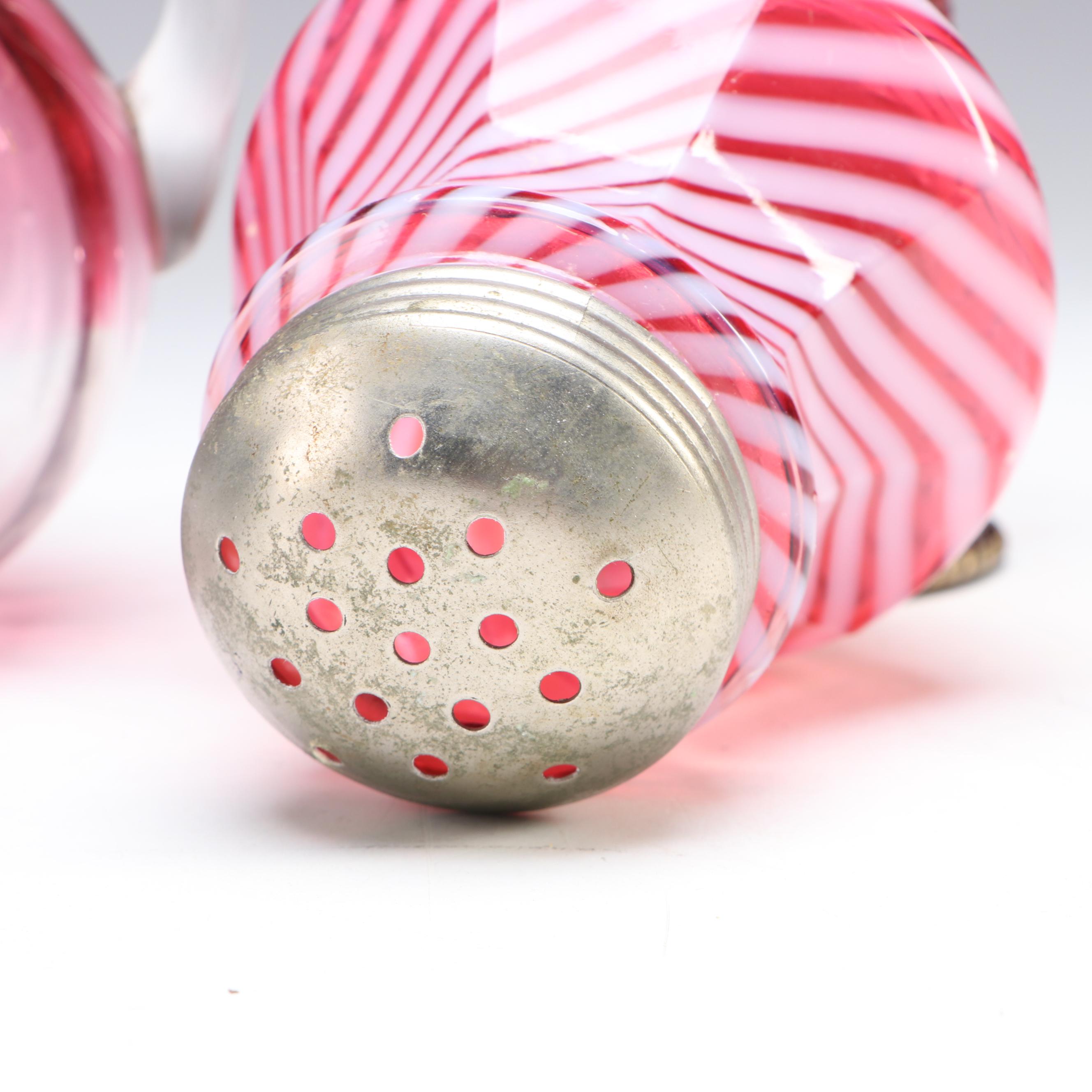 Fenton Cranberry Opalescent Glass Optic Shaker with More Table Accessories