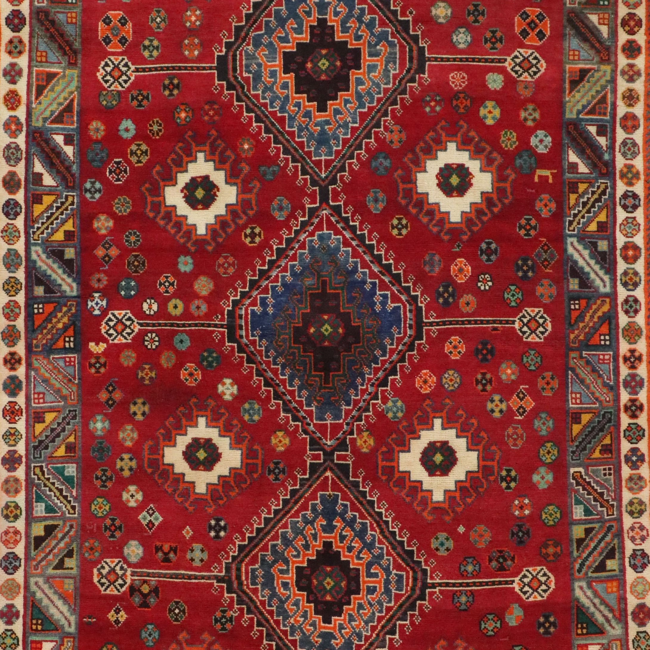 4'2 x 6'8 Hand-Knotted Persian Shiraz Area Rug