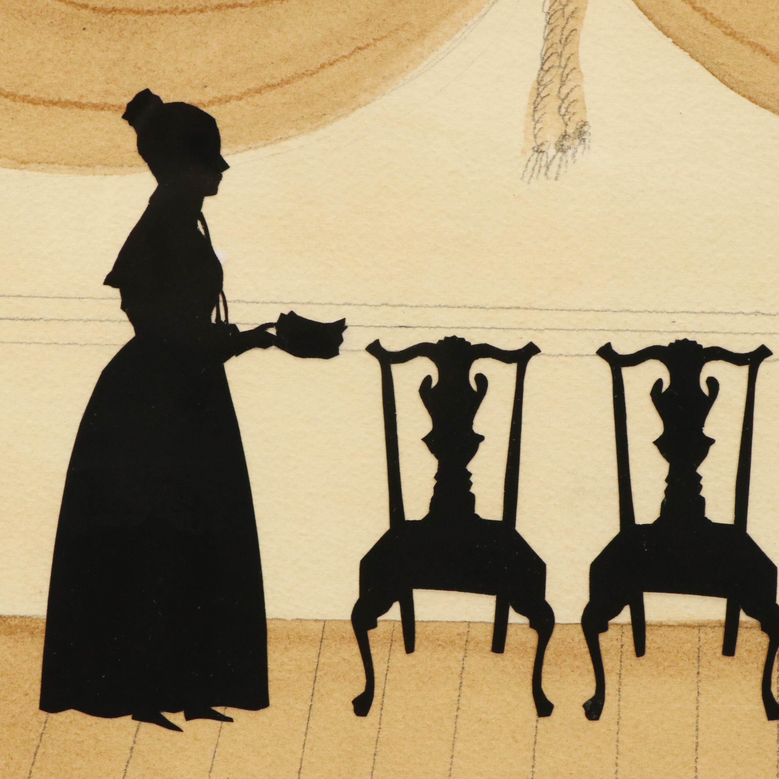 Wendy Schultz Wubbels Paper Silhouette Art of Women and Couple Framed in Mirror