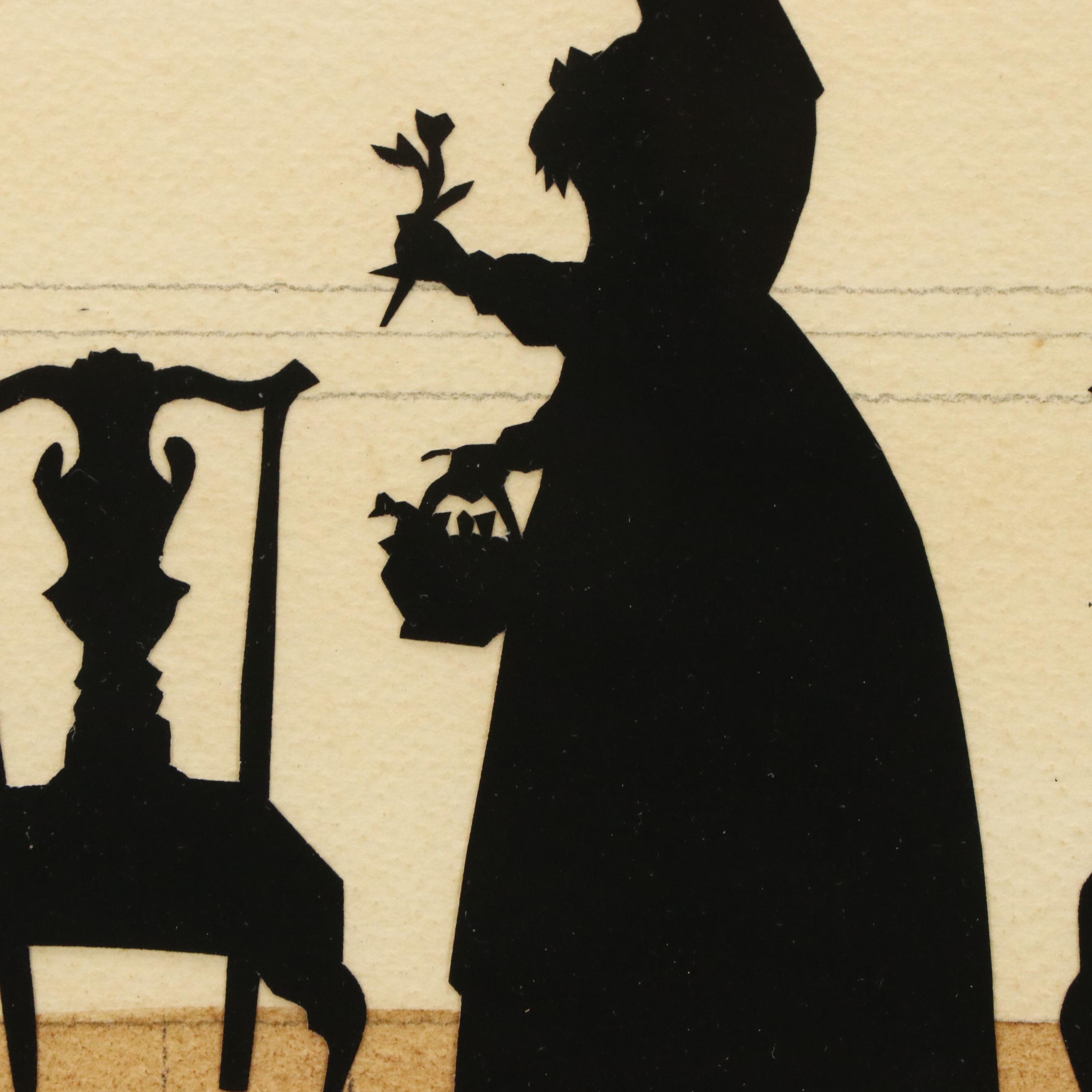 Wendy Schultz Wubbels Paper Silhouette Art of Women and Couple Framed in Mirror