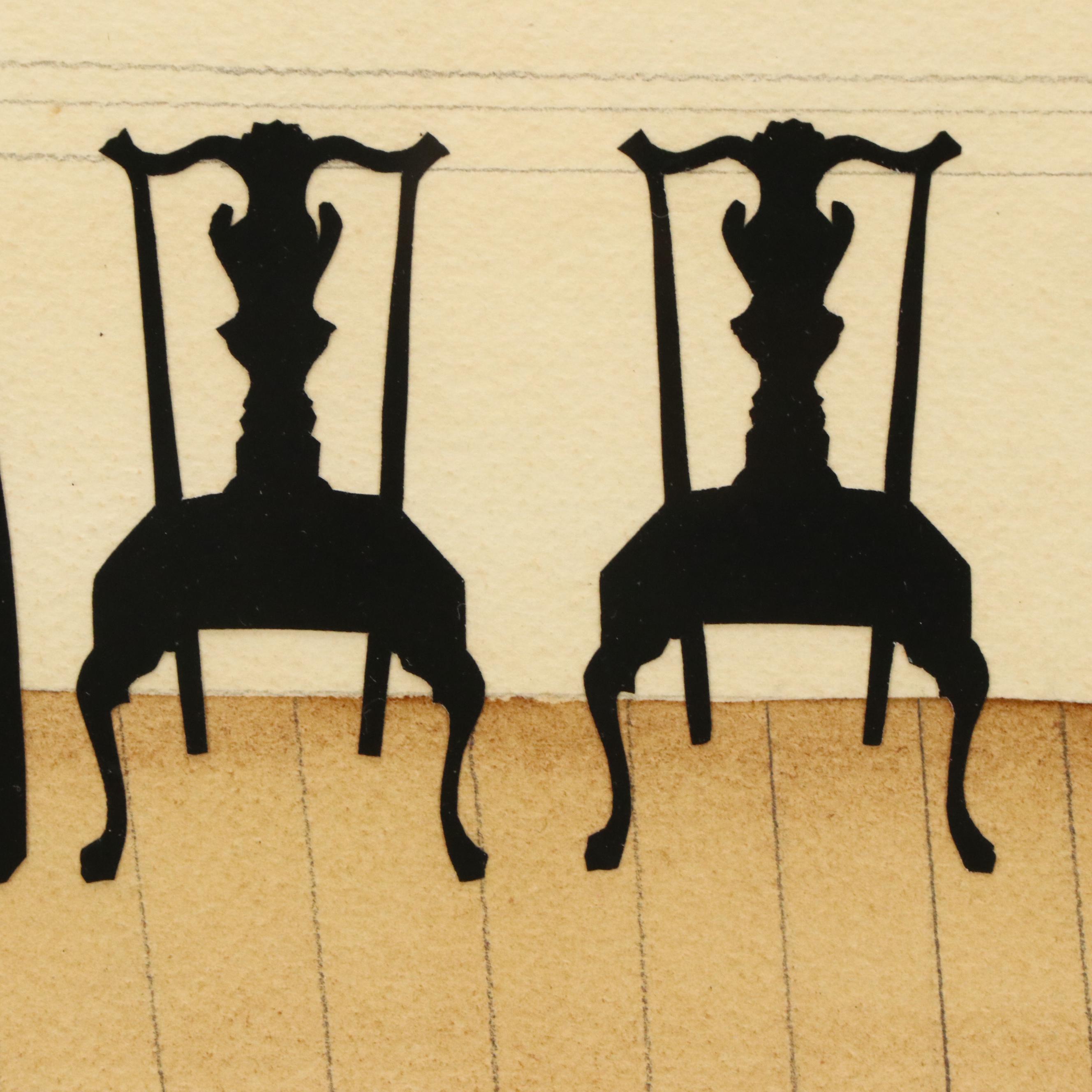 Wendy Schultz Wubbels Paper Silhouette Art of Women and Couple Framed in Mirror