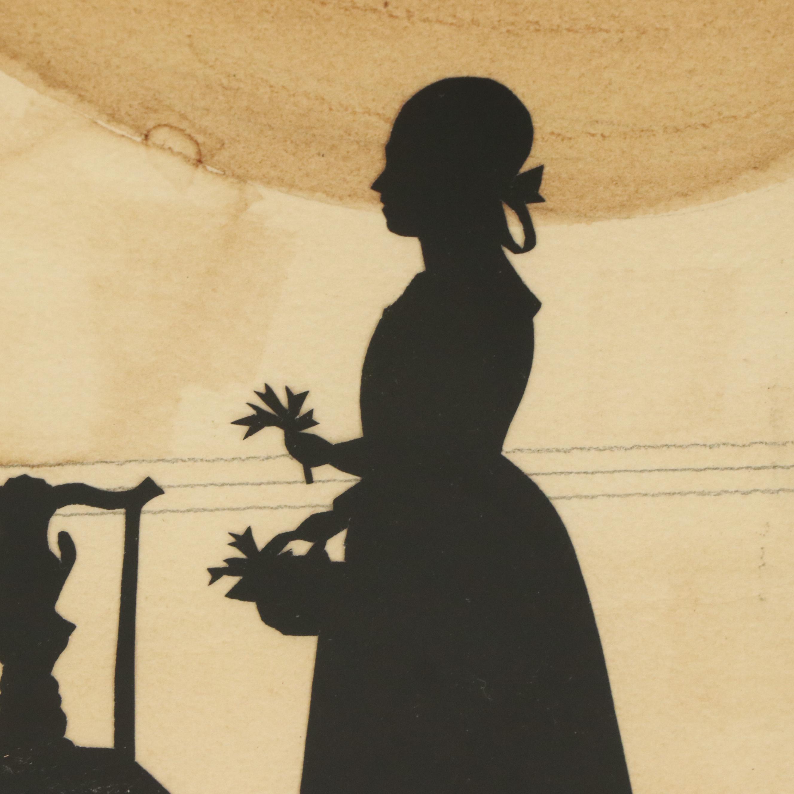 Wendy Schultz Wubbels Paper Silhouette Art of Women and Couple Framed in Mirror