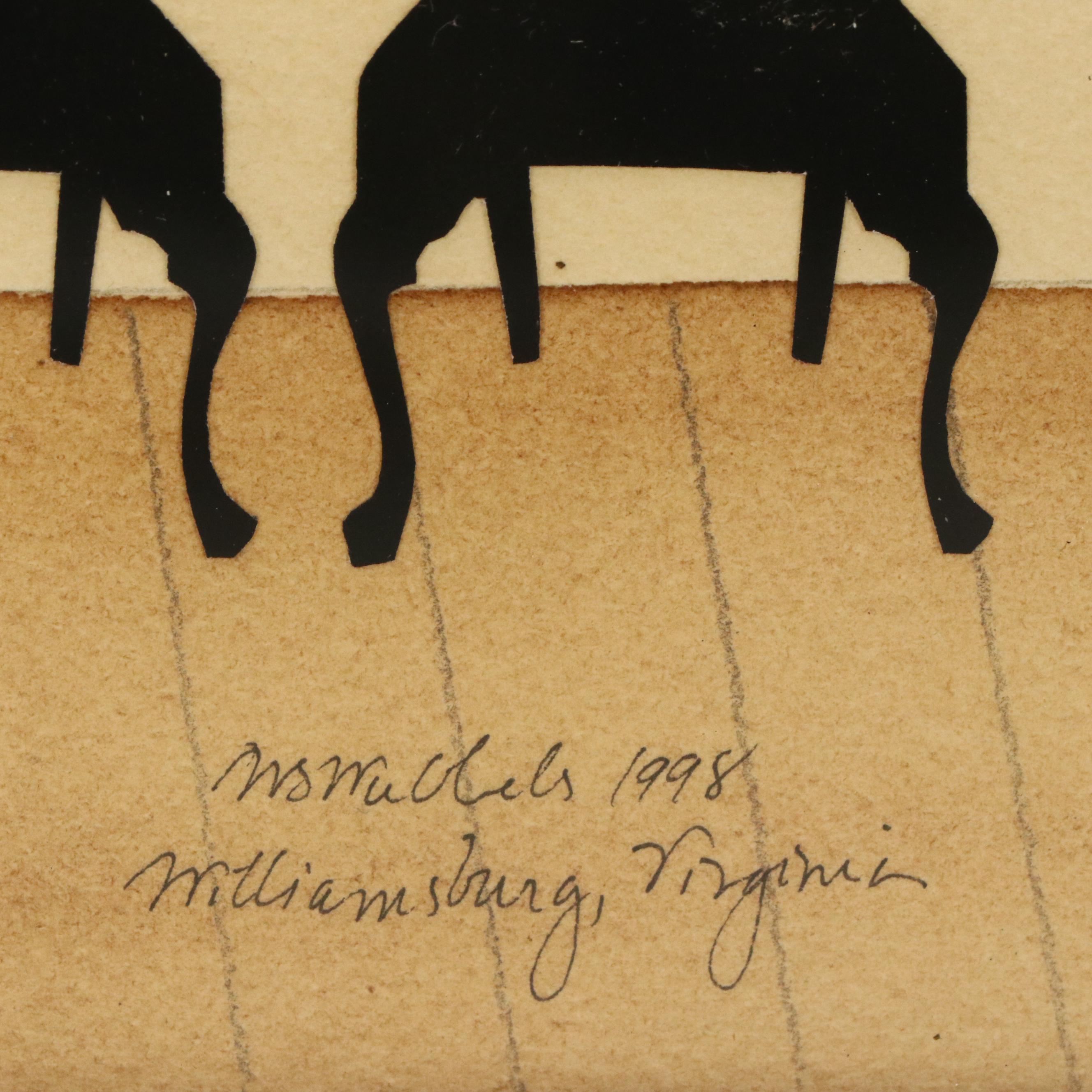 Wendy Schultz Wubbels Paper Silhouette Art of Women and Couple Framed in Mirror