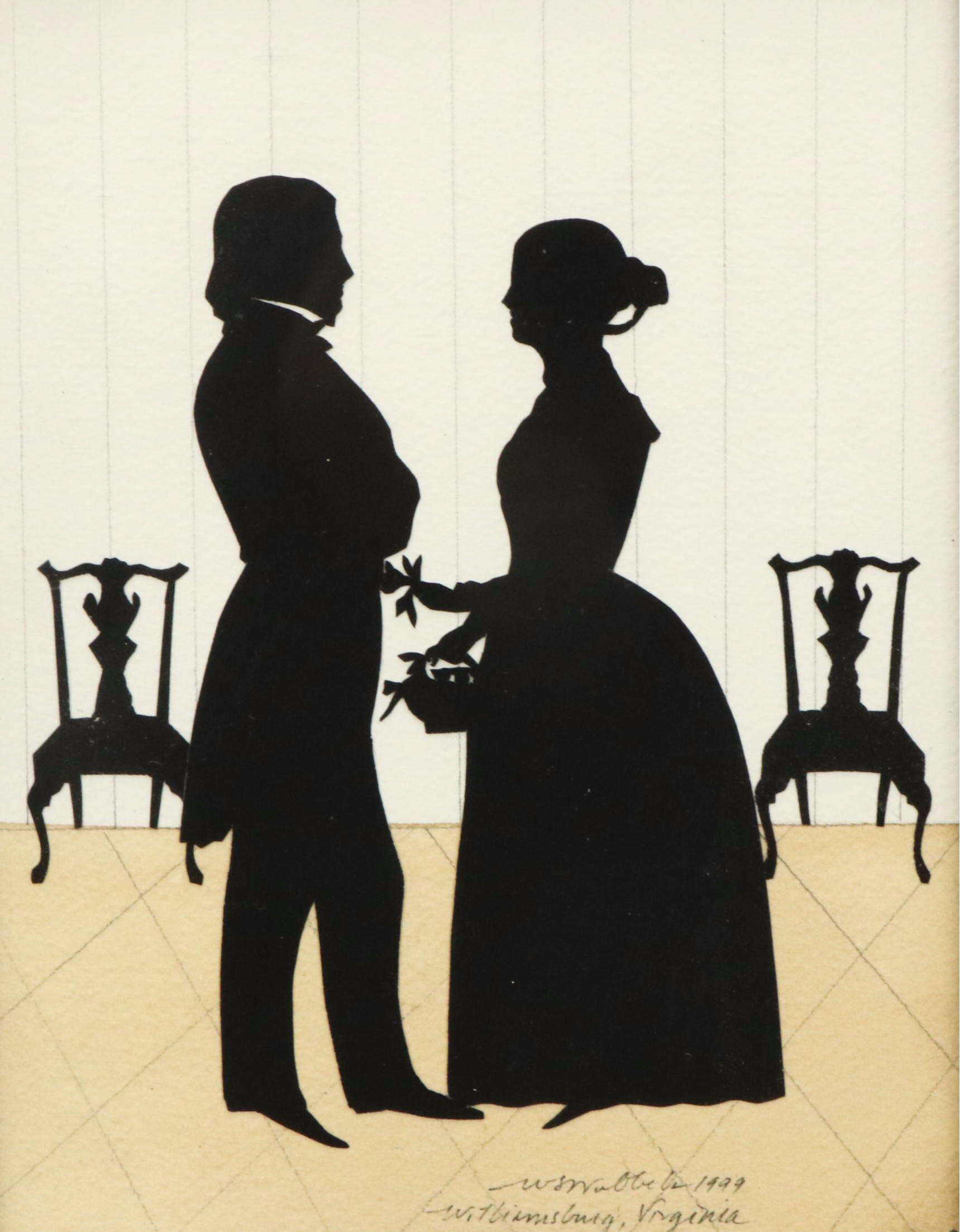 Wendy Schultz Wubbels Paper Silhouette Art of Women and Couple Framed in Mirror