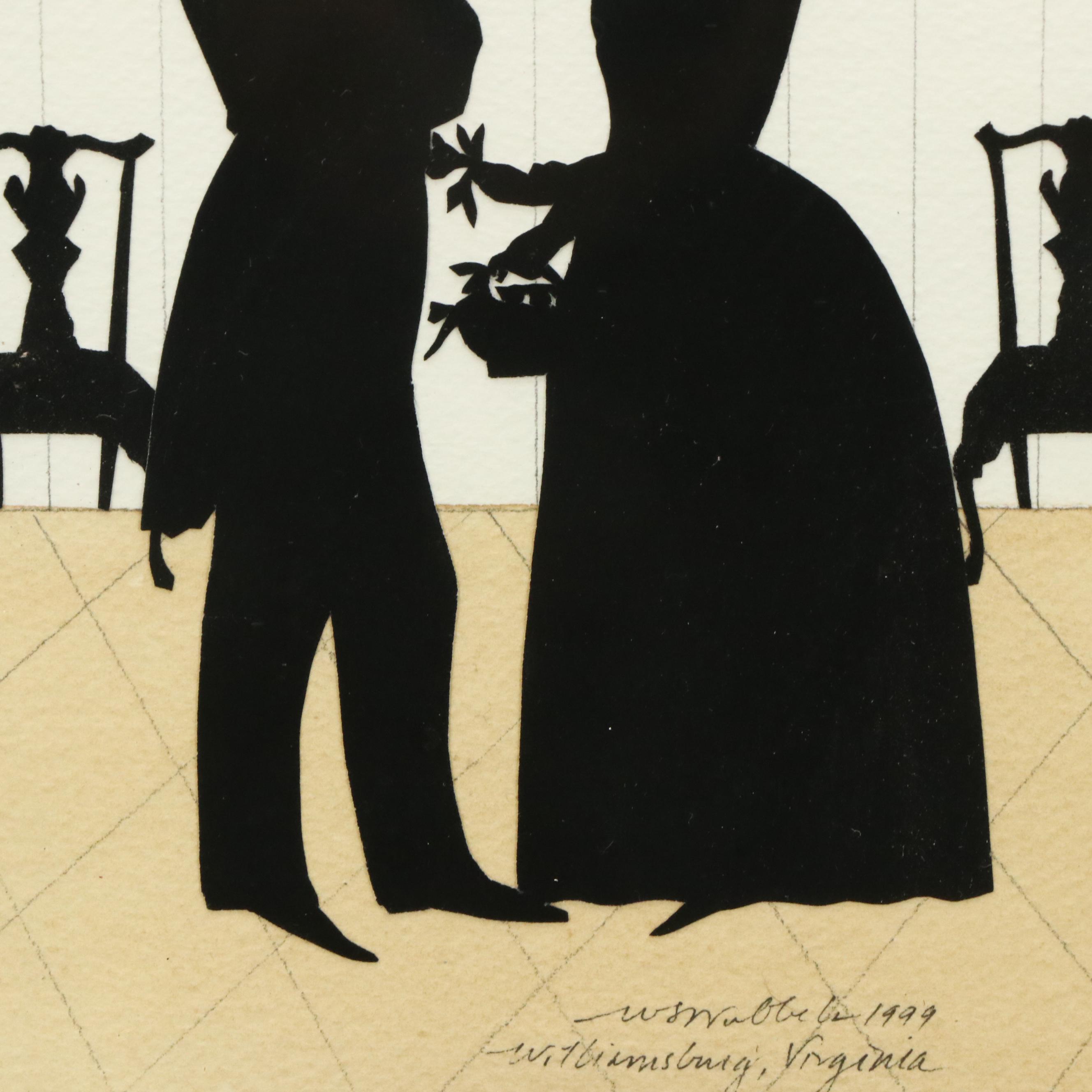 Wendy Schultz Wubbels Paper Silhouette Art of Women and Couple Framed in Mirror