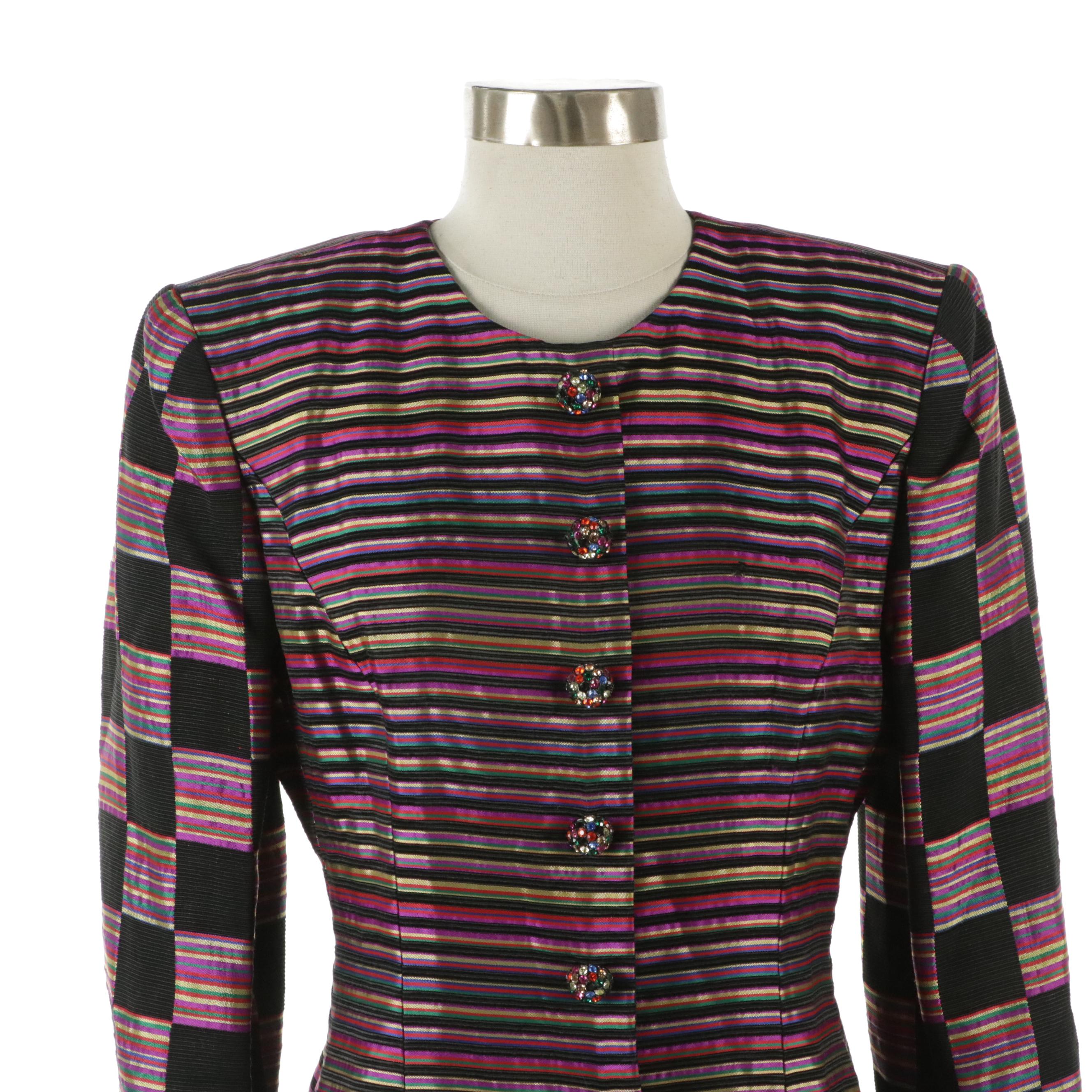 Victor Costa for Neiman Marcus Evening Jacket with Crystal Embellished Buttons