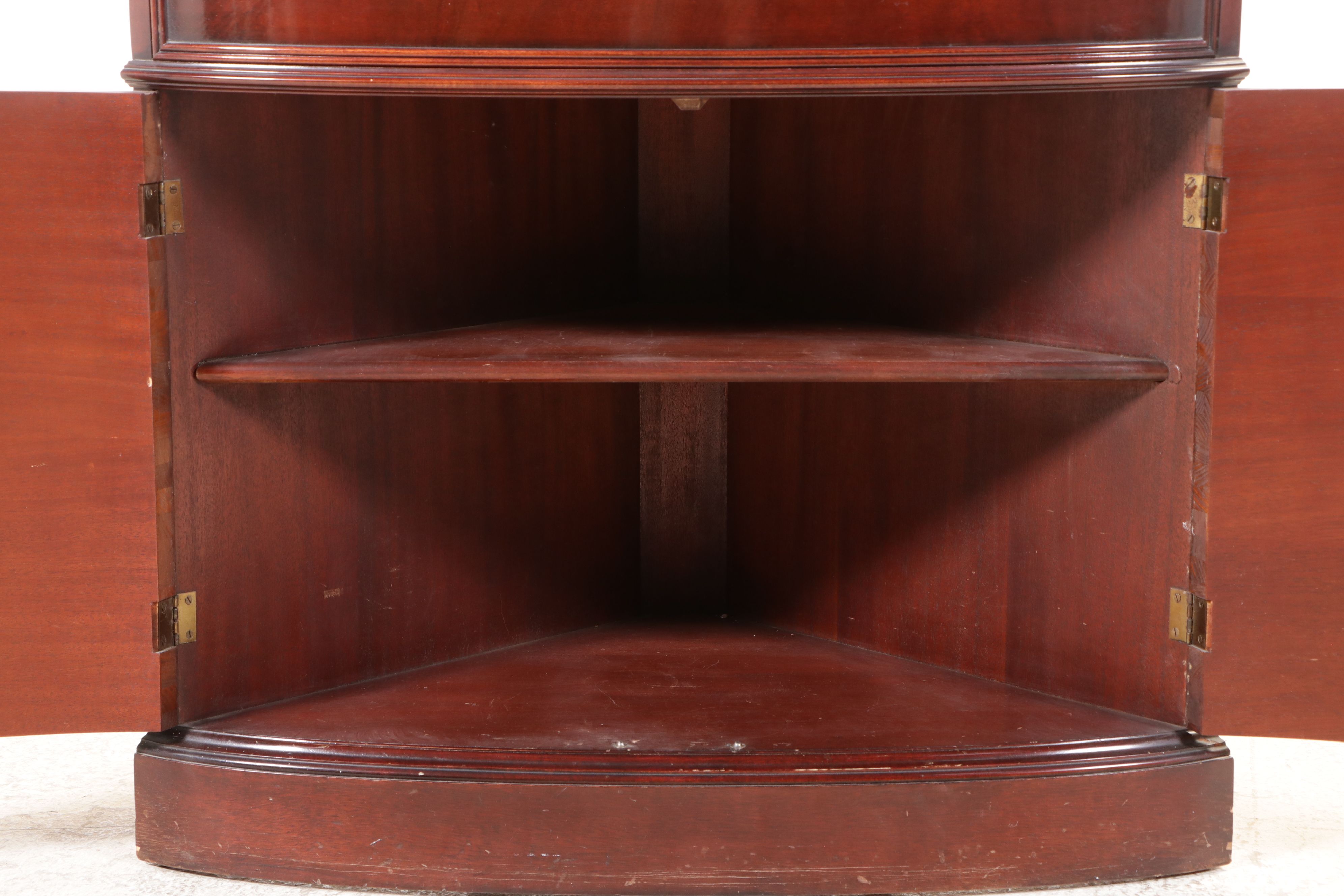 Hepplewhite Style Mahogany Domed Corner Cupboard