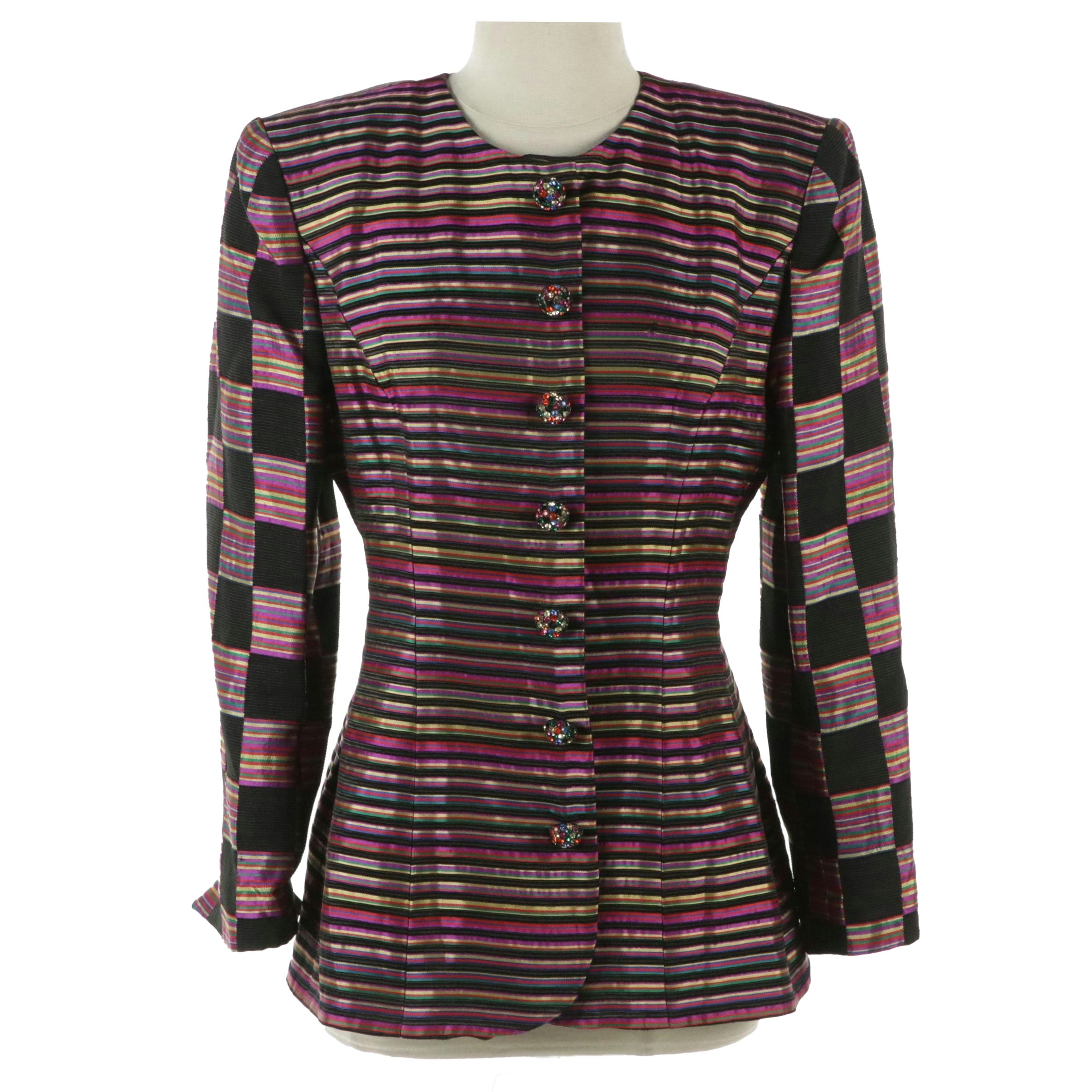 Victor Costa for Neiman Marcus Evening Jacket with Crystal Embellished Buttons