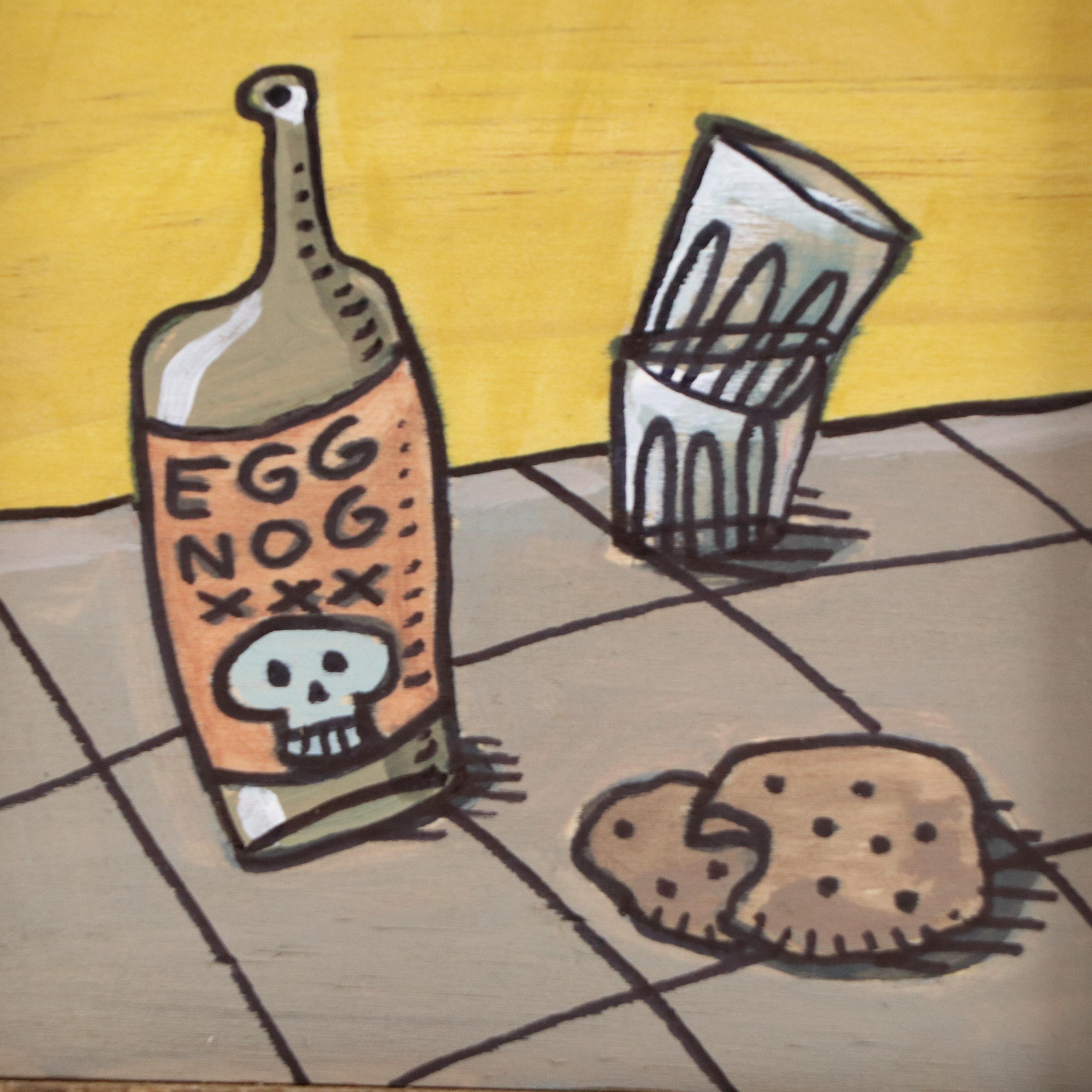 Aaron Wooten Stylized Still Life Mixed Media Painting "Egg Nog XXX," 2024