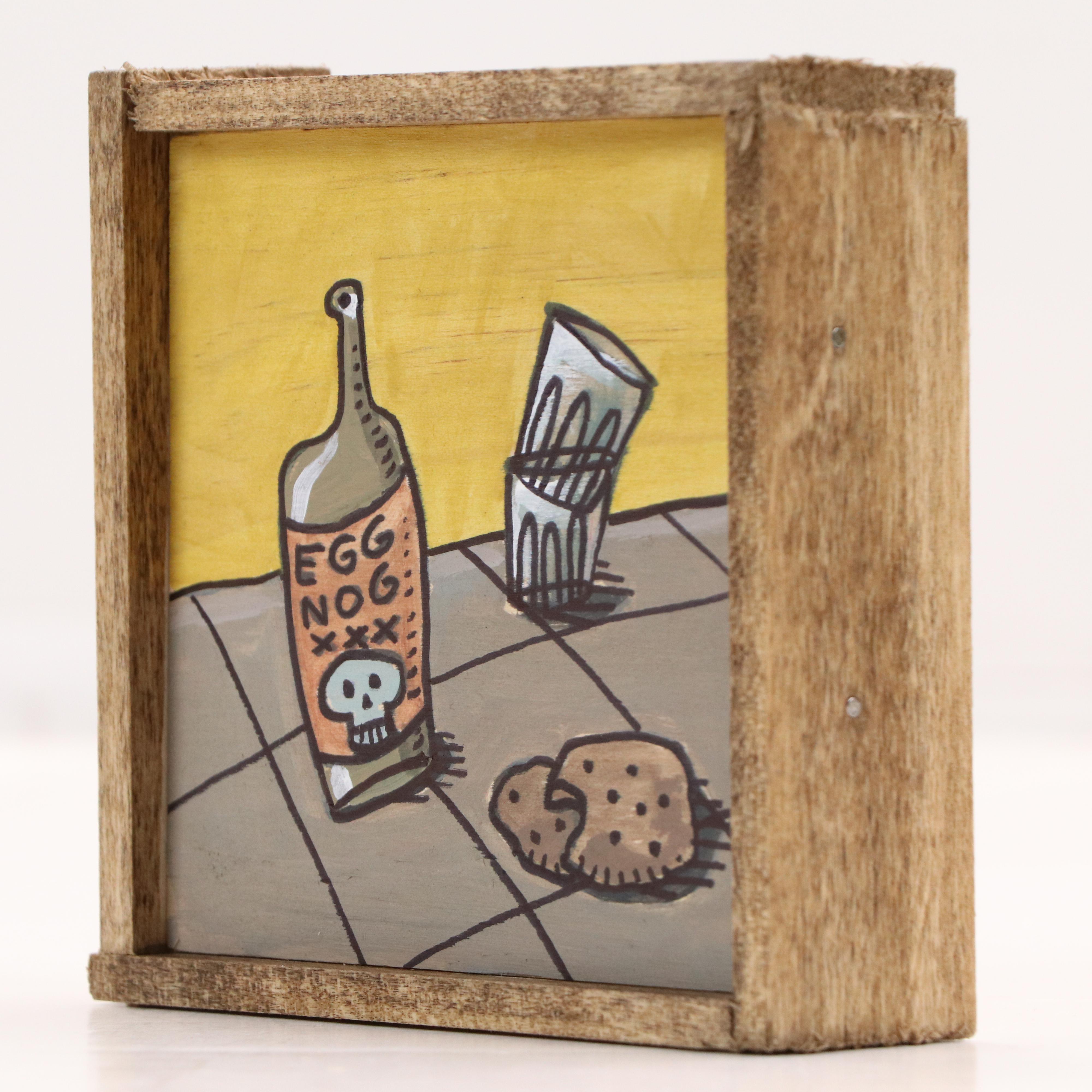 Aaron Wooten Stylized Still Life Mixed Media Painting "Egg Nog XXX," 2024