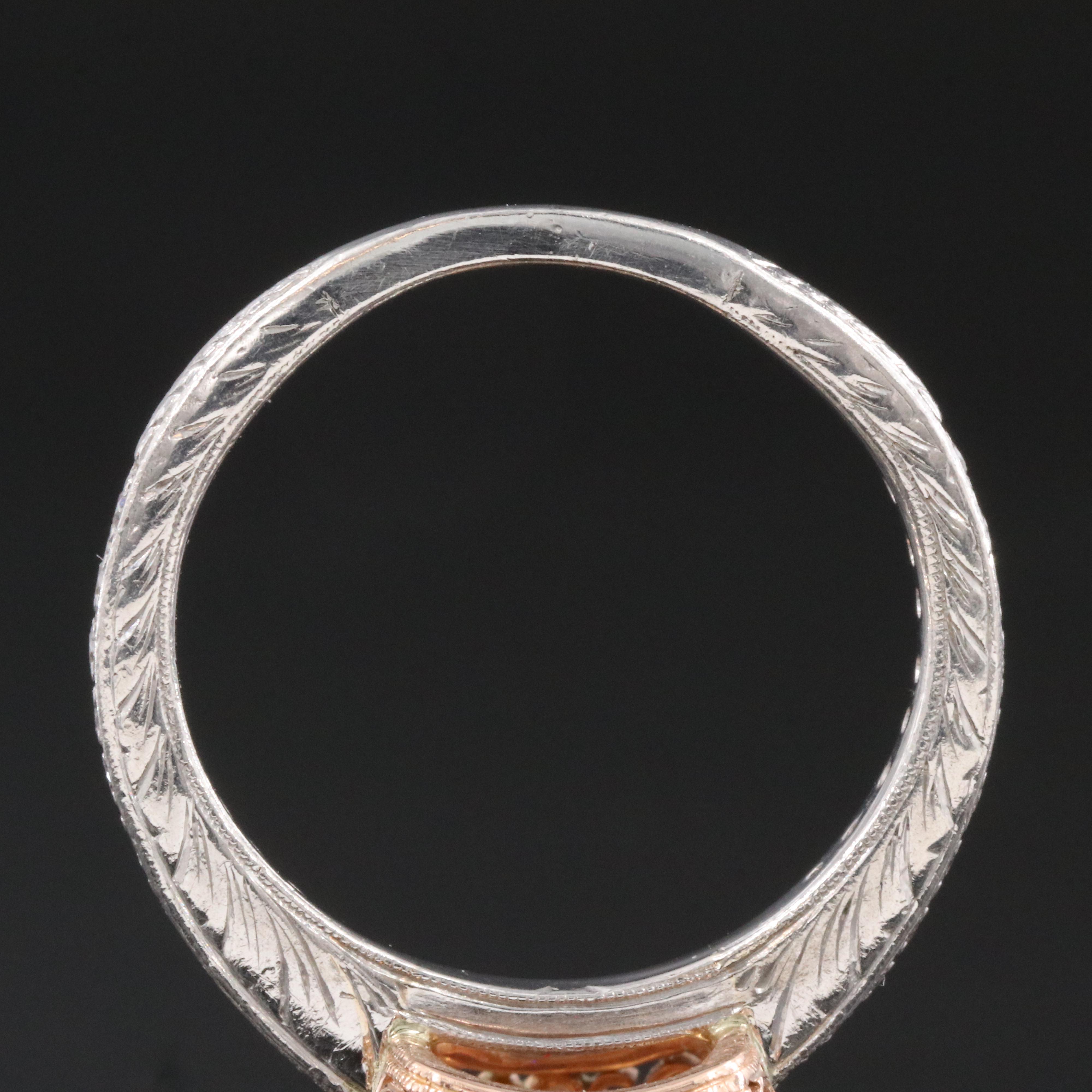 Platinum 1.56 CT Spinel and Diamond Ring with 18K Rose Gold Setting