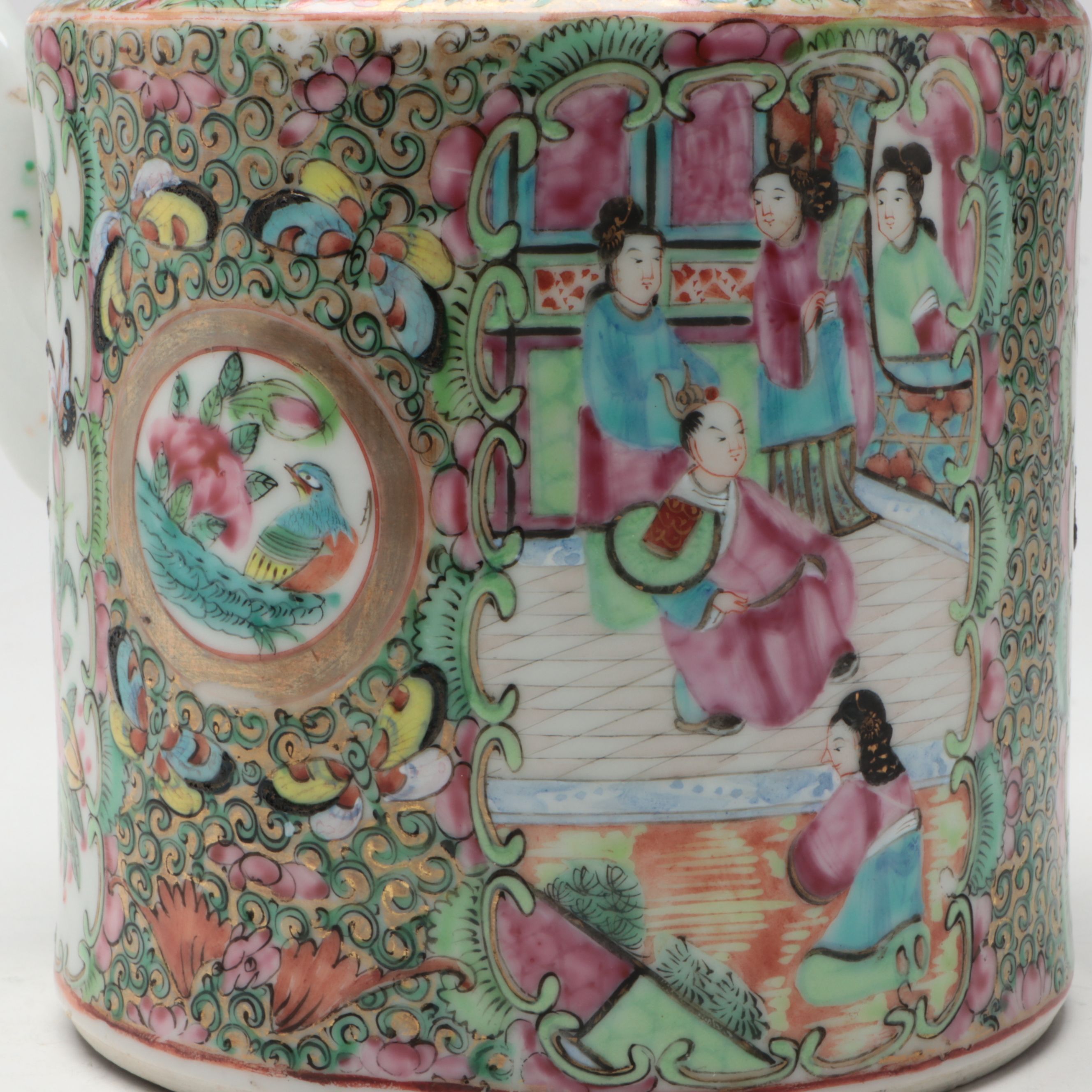 Chinese Export Style Rose Medallion Porcelain Teapot