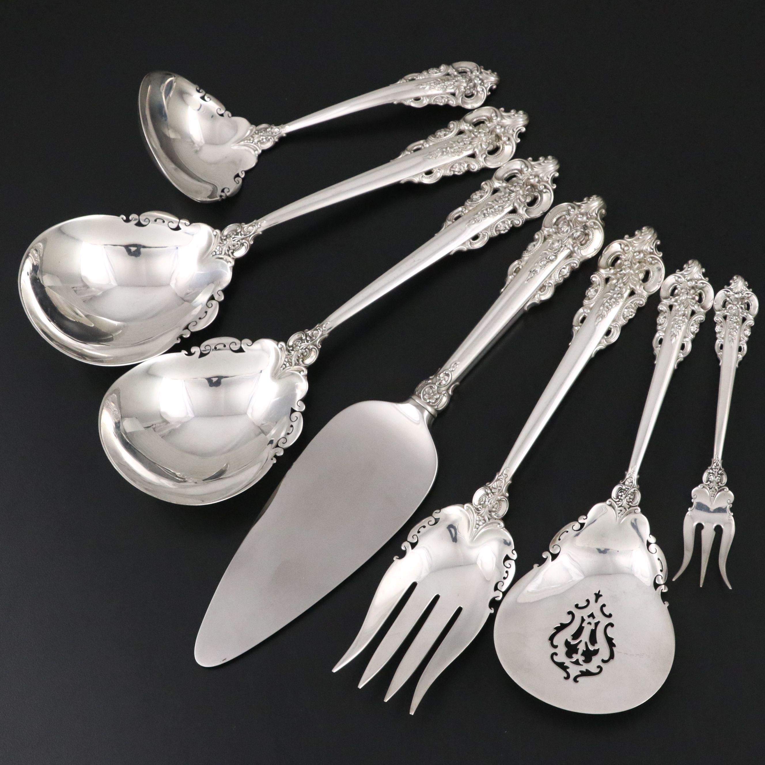 Gorham "La Scala" Sterling Flatware with Wallace "Grande Baroque" Serveware