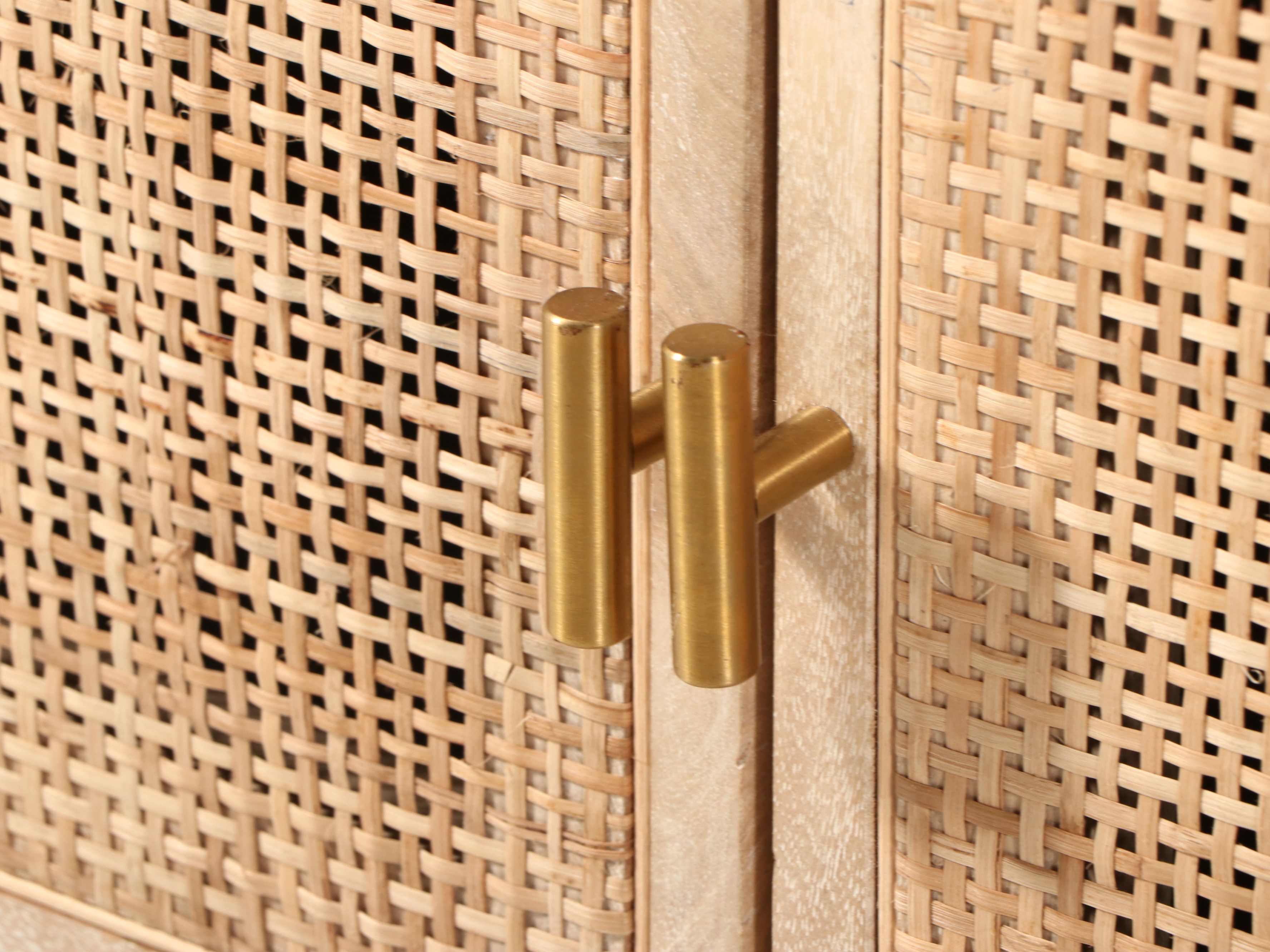 Four Hands "Carmel" Media Console Cabinet with Woven Cane Doorfronts, 2021