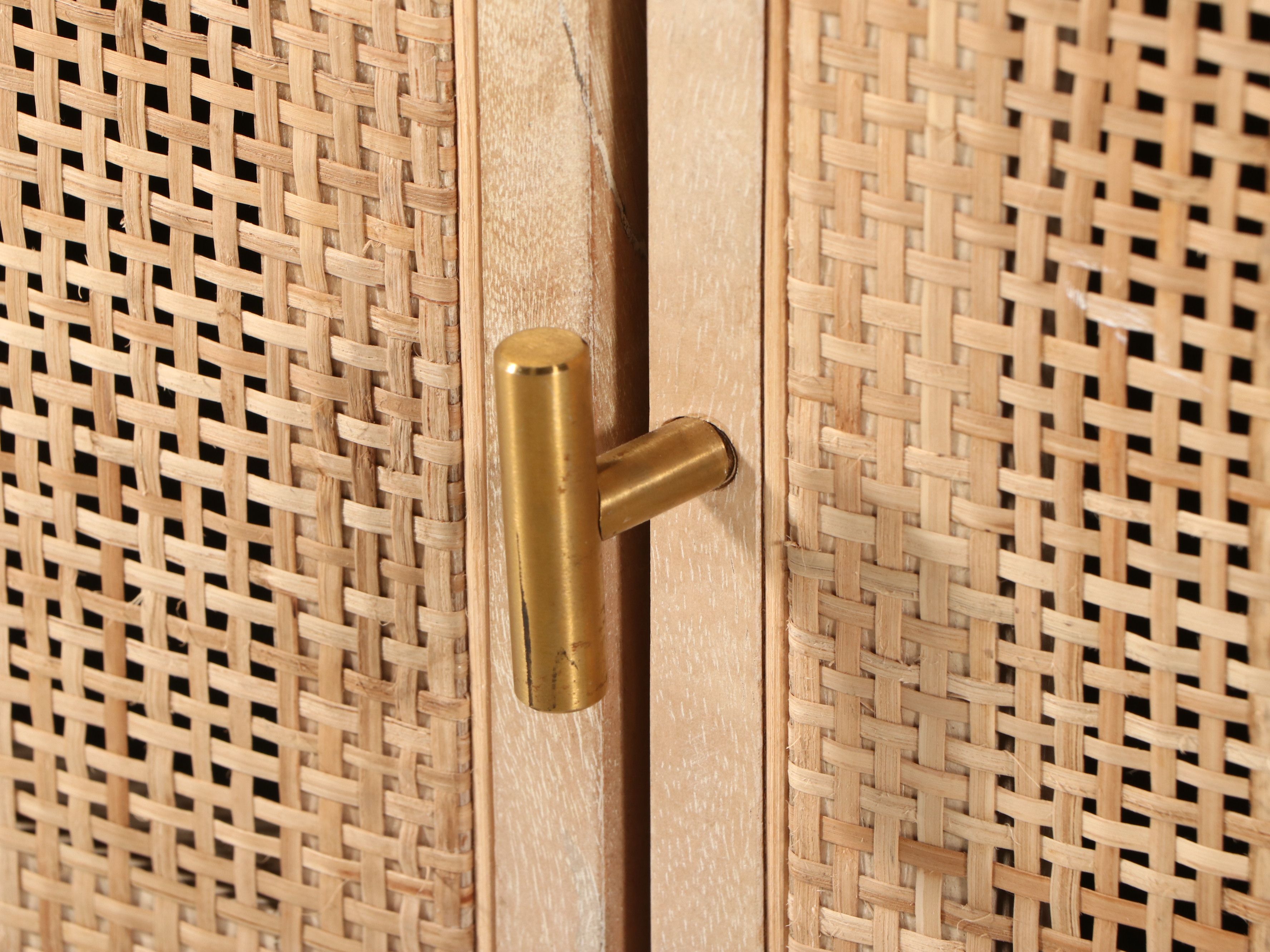 Four Hands "Carmel" Media Console Cabinet with Woven Cane Doorfronts, 2021