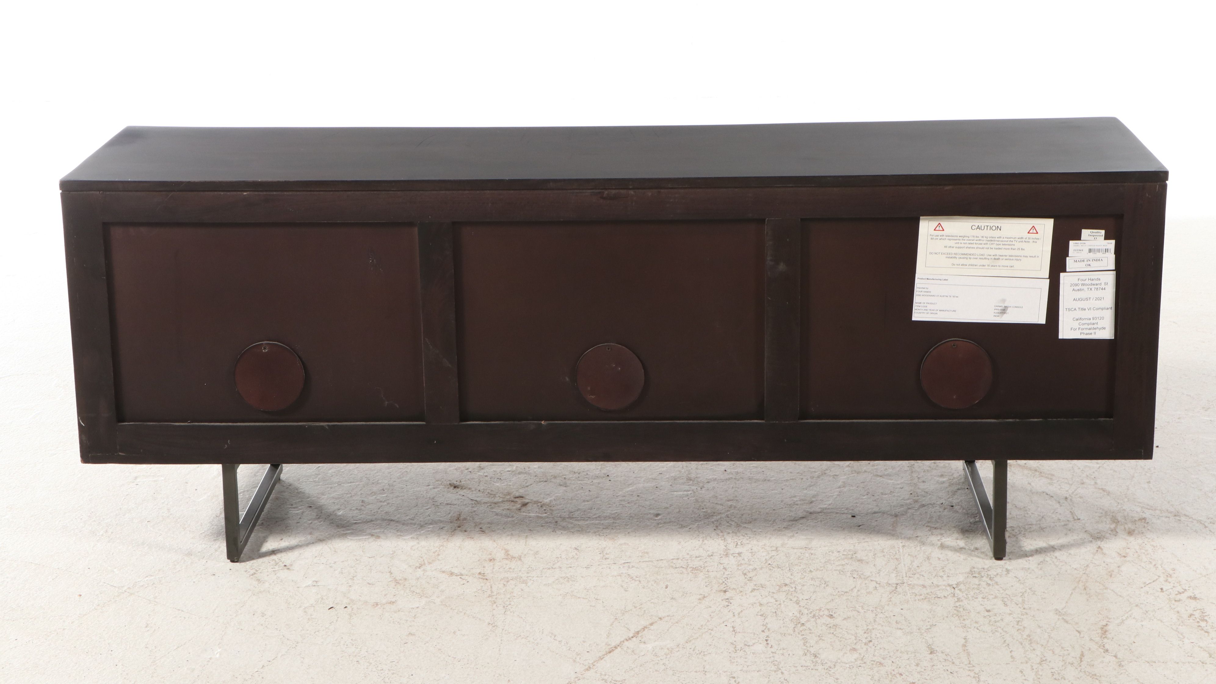 Four Hands "Carmel" Media Console Cabinet with Woven Cane Doorfronts, 2021