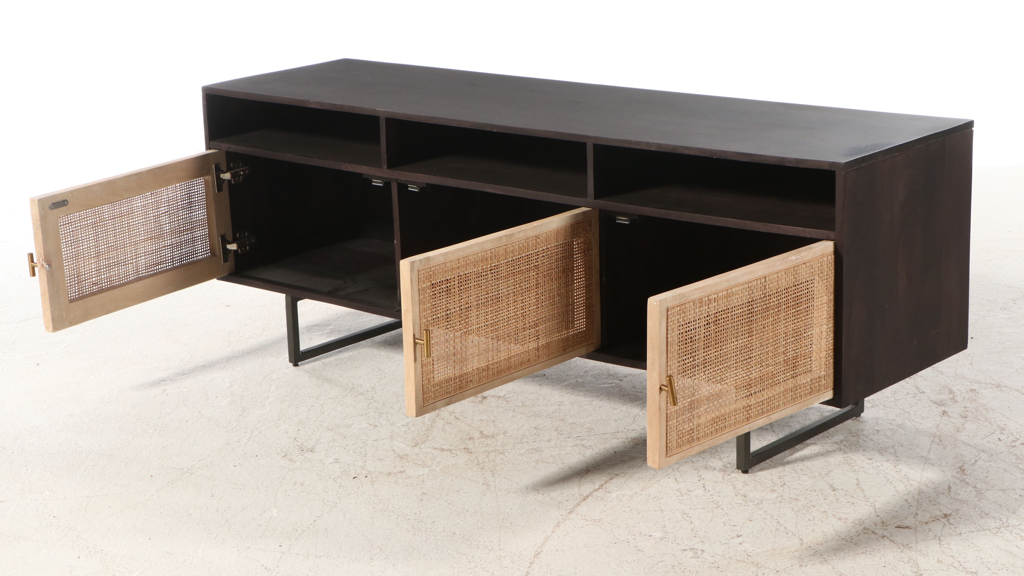 Four Hands "Carmel" Media Console Cabinet with Woven Cane Doorfronts, 2021