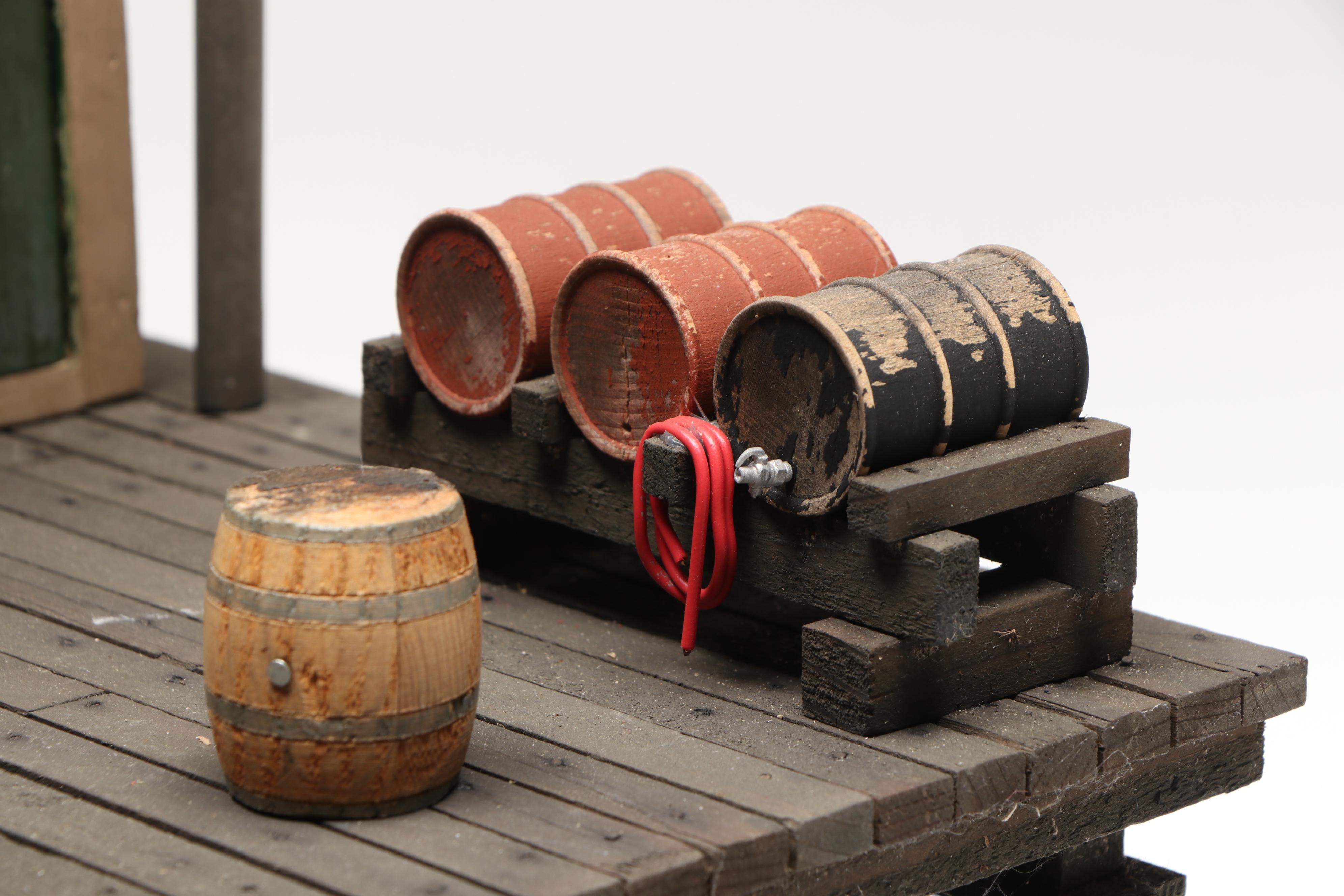 Handcrafted Wooden Train Platform with Outbuilding and More Accessories