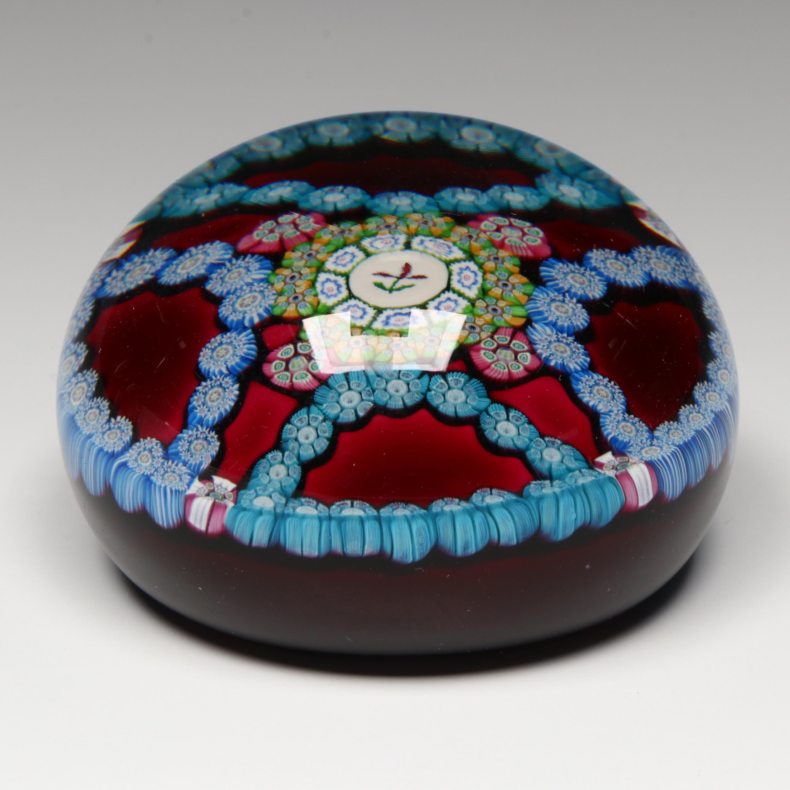 Perthshire Garland Flower Cane Glass Paperweight, 1974