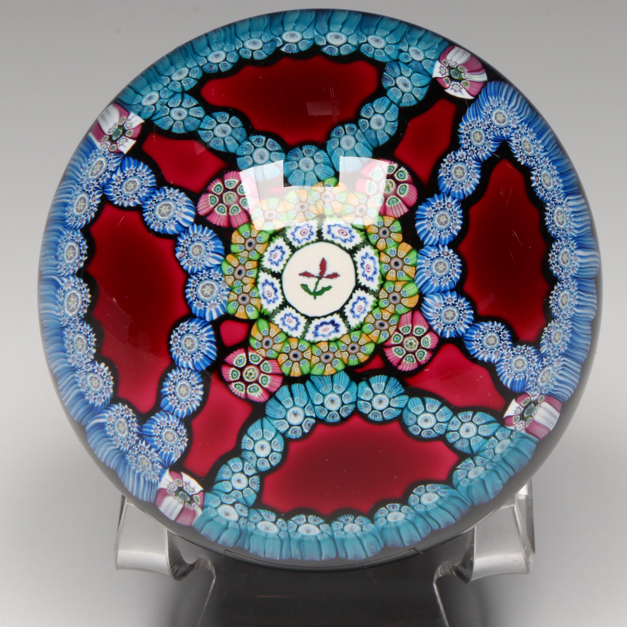 Perthshire Garland Flower Cane Glass Paperweight, 1974