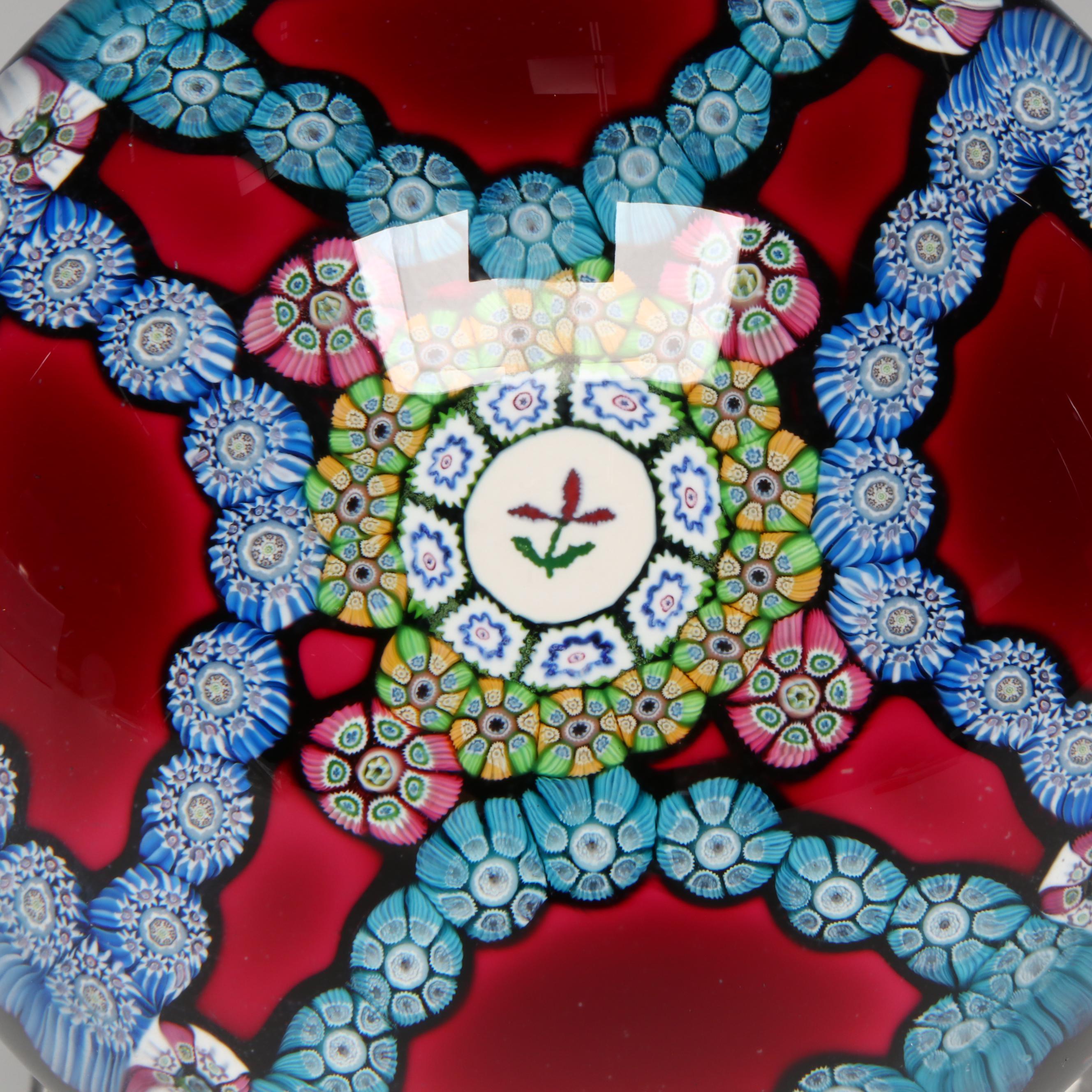 Perthshire Garland Flower Cane Glass Paperweight, 1974