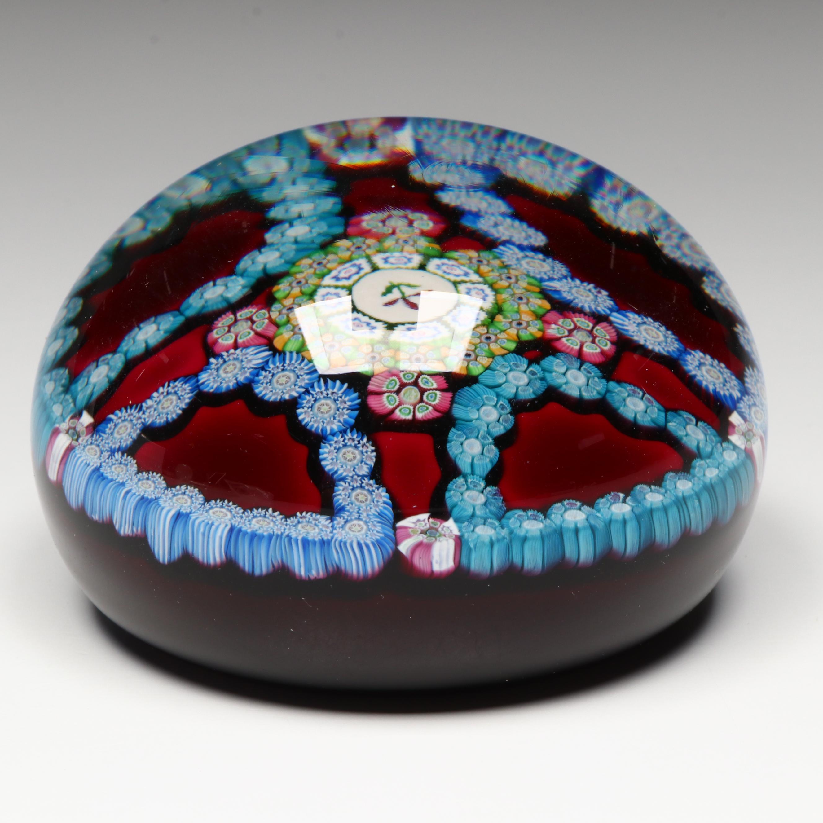 Perthshire Garland Flower Cane Glass Paperweight, 1974