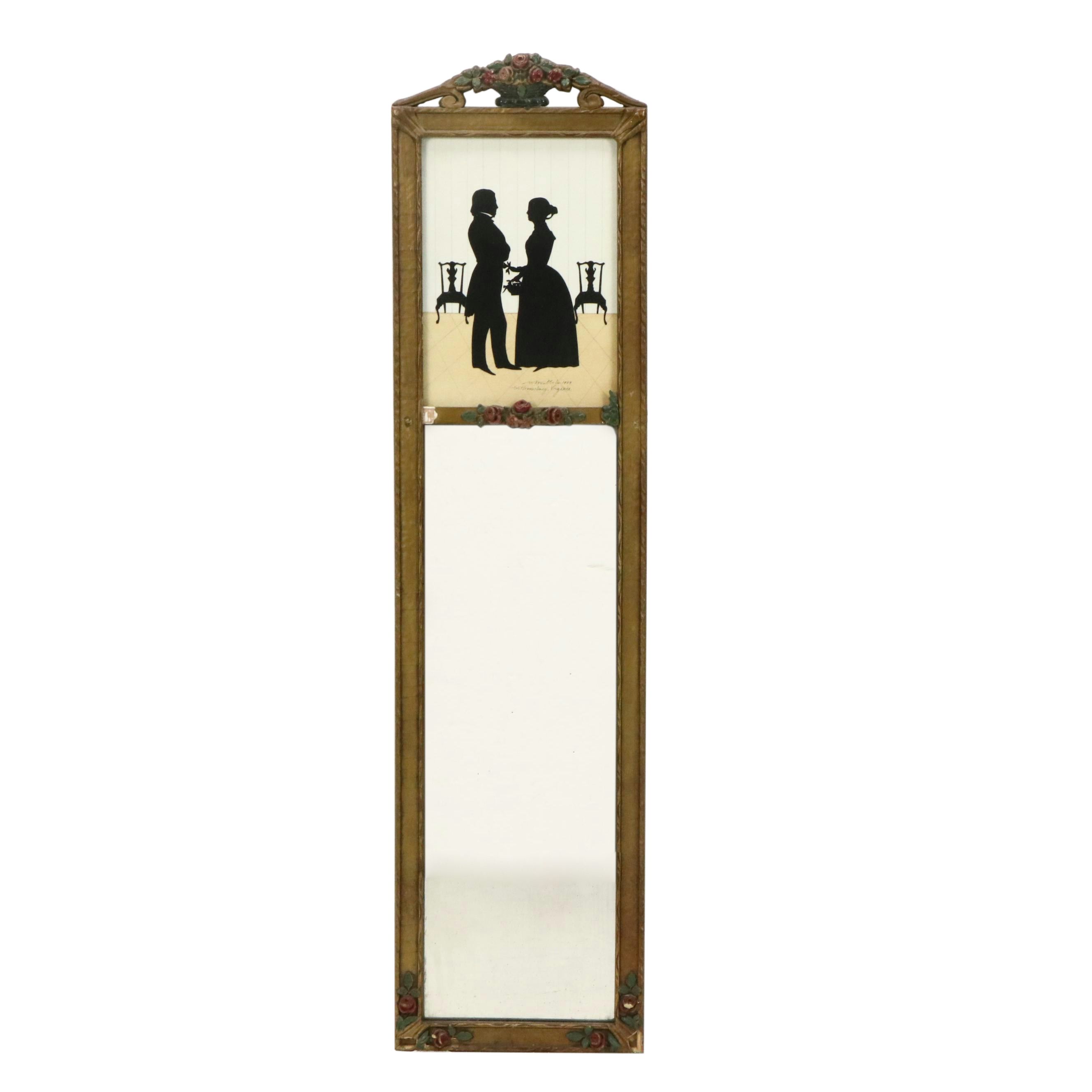 Wendy Schultz Wubbels Paper Silhouette Art of Women and Couple Framed in Mirror