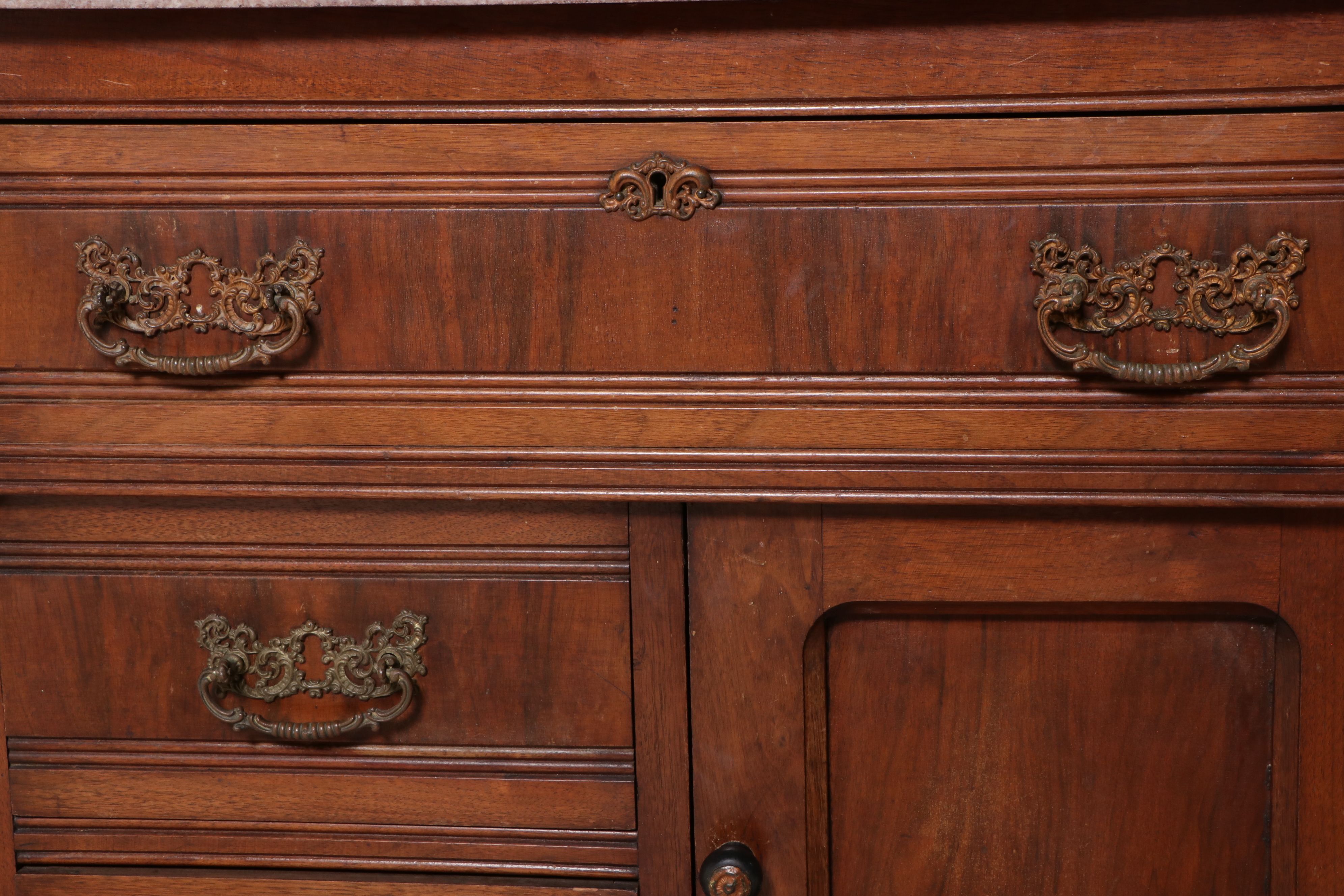 Eastlake Walnut Washstand with Marble Top