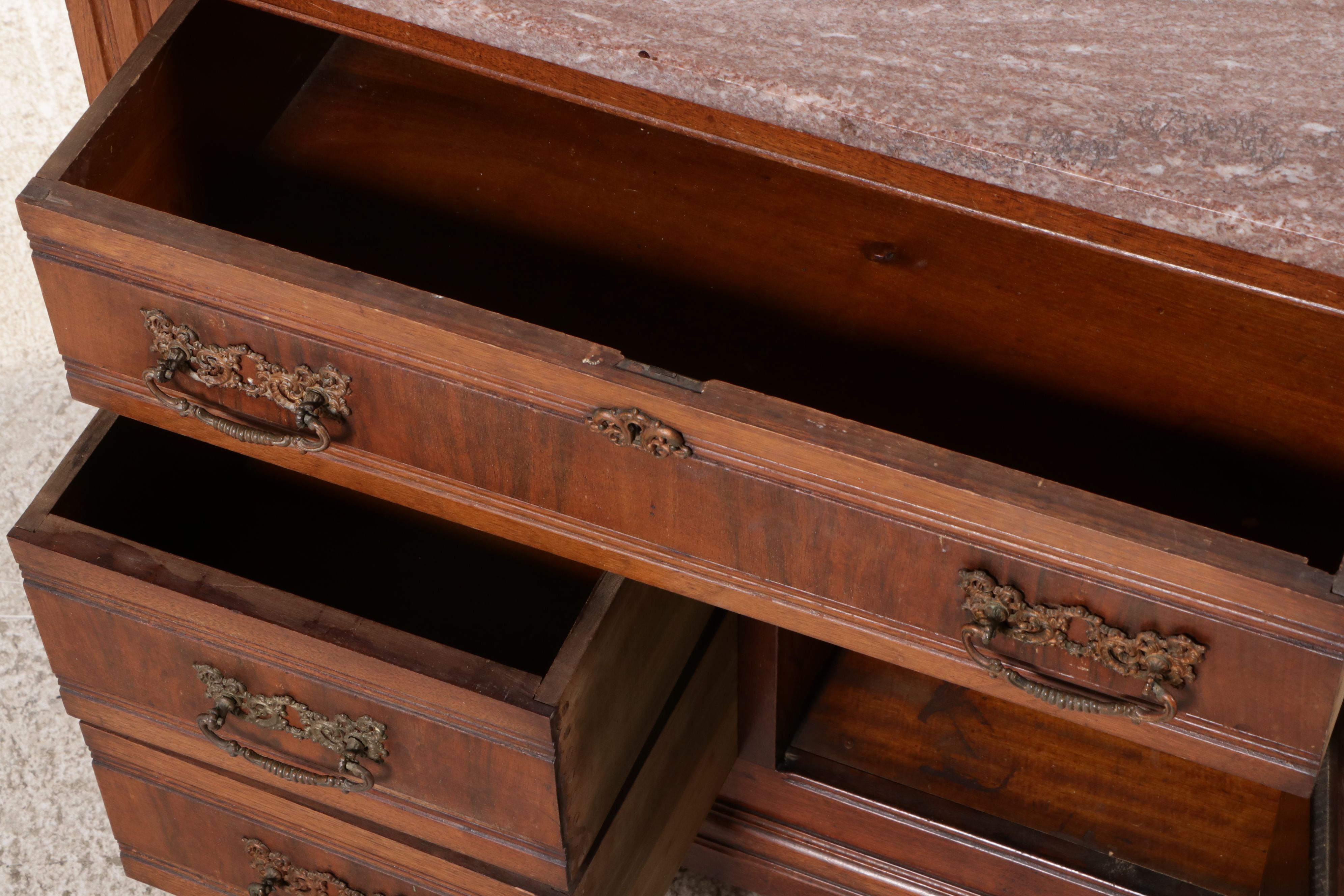 Eastlake Walnut Washstand with Marble Top