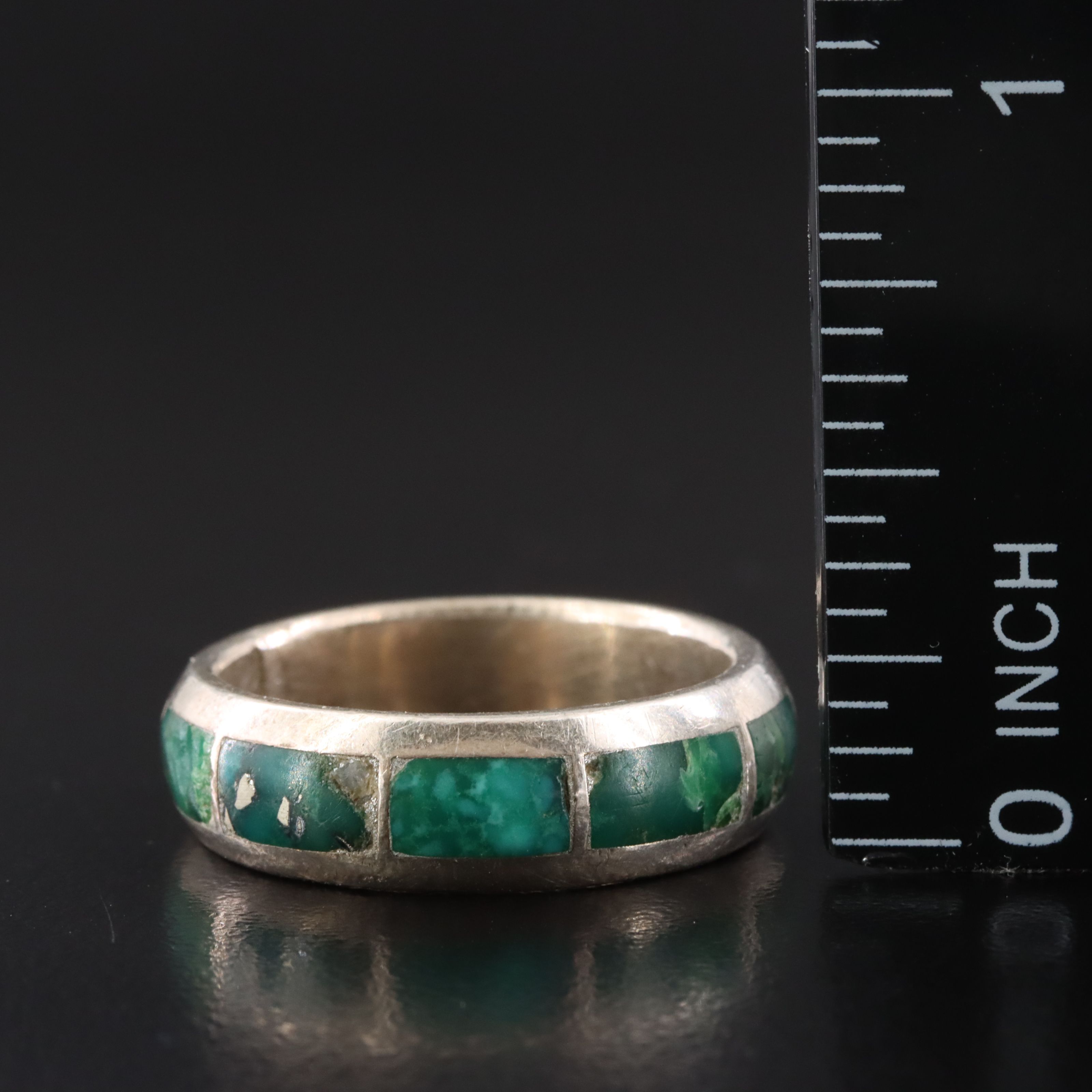 Sterling Scroll Motif and Turquoise Bands