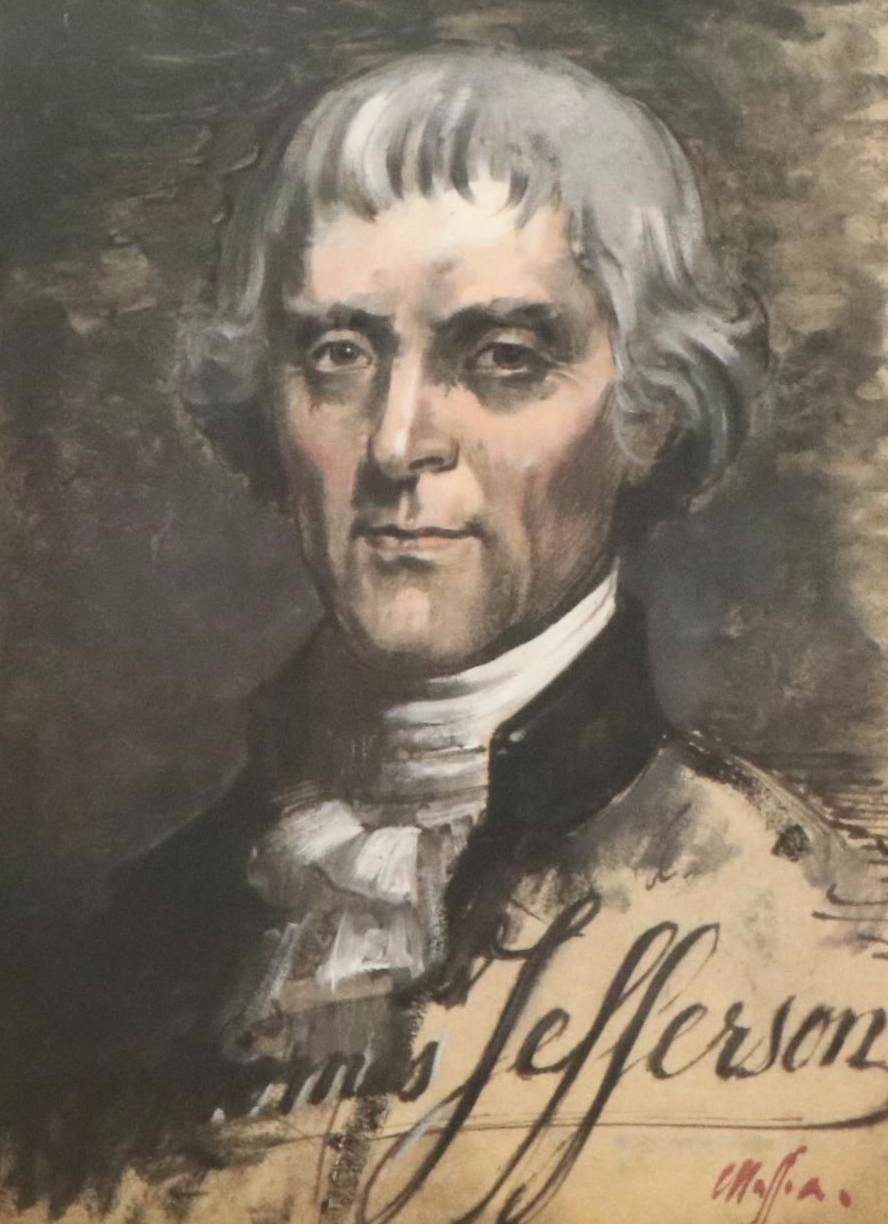 Offset Lithograph Portraits of Founding Fathers Thomas Jefferson and More