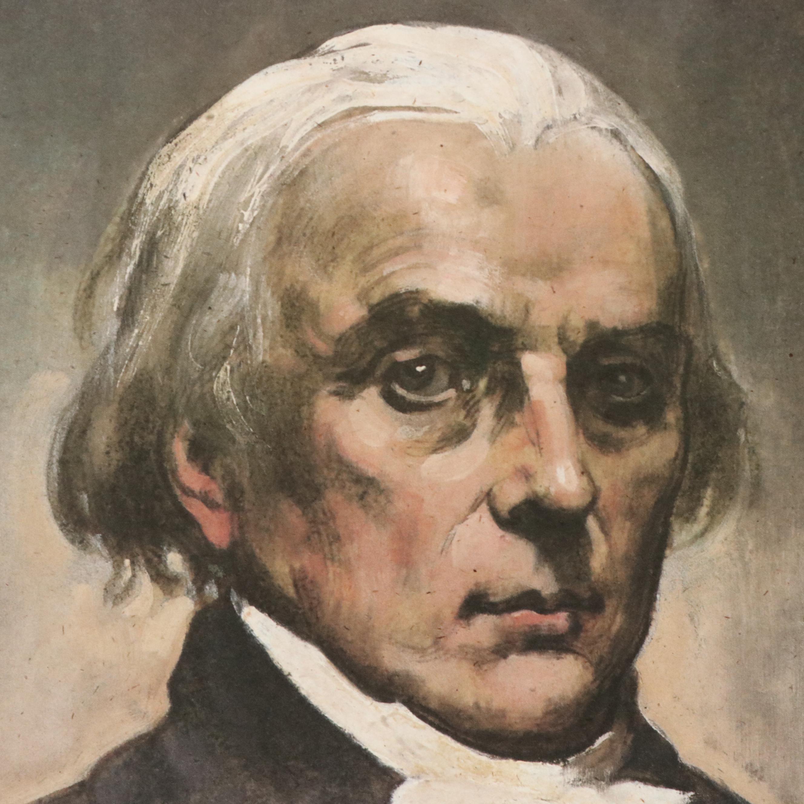 Offset Lithograph Portraits of Founding Fathers Thomas Jefferson and More